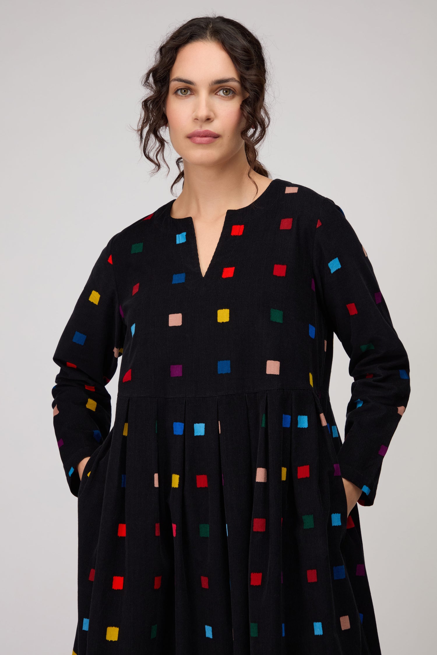 Multi Colour Check Cord Print Dress