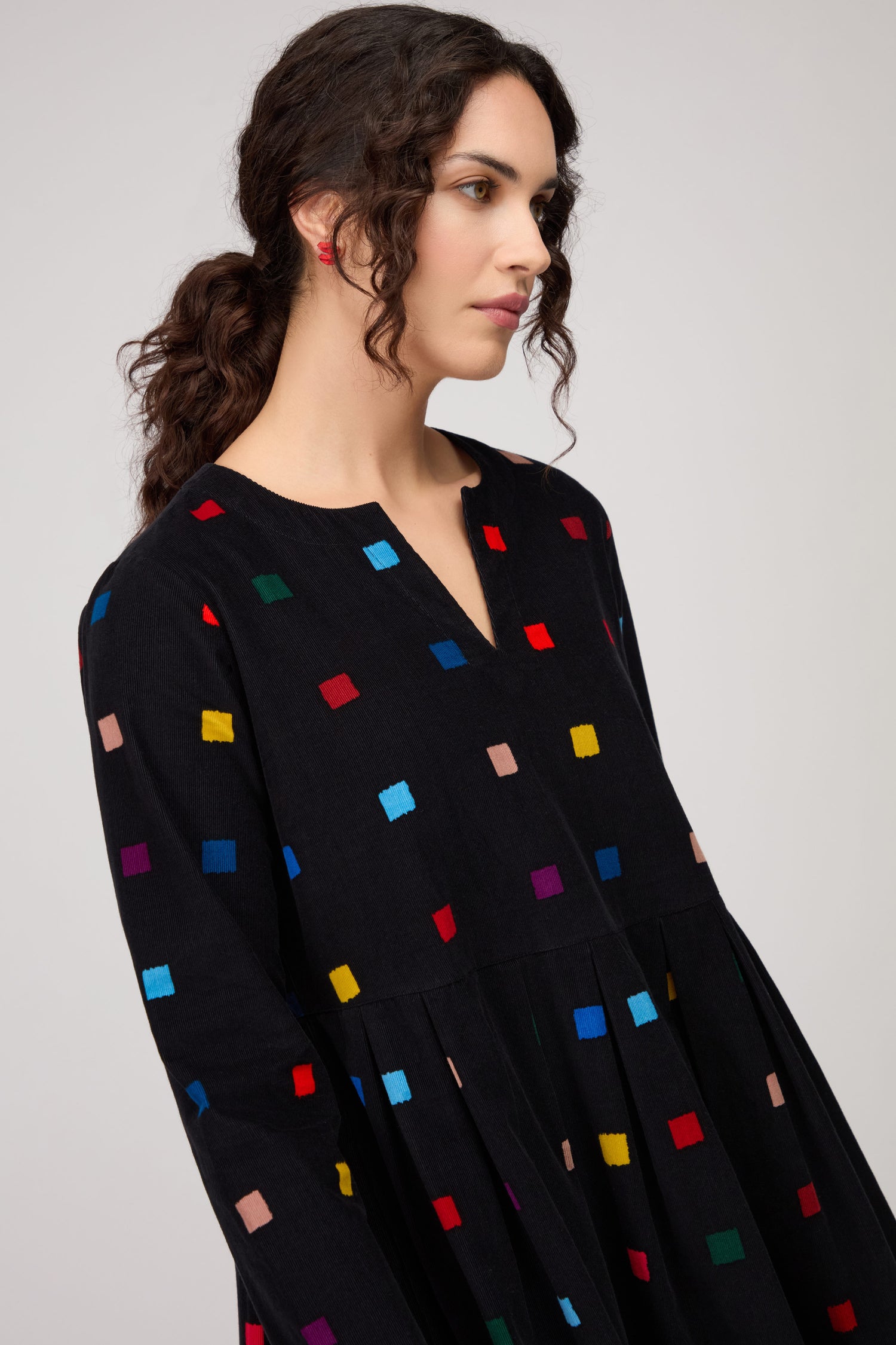 Multi Colour Check Cord Print Dress