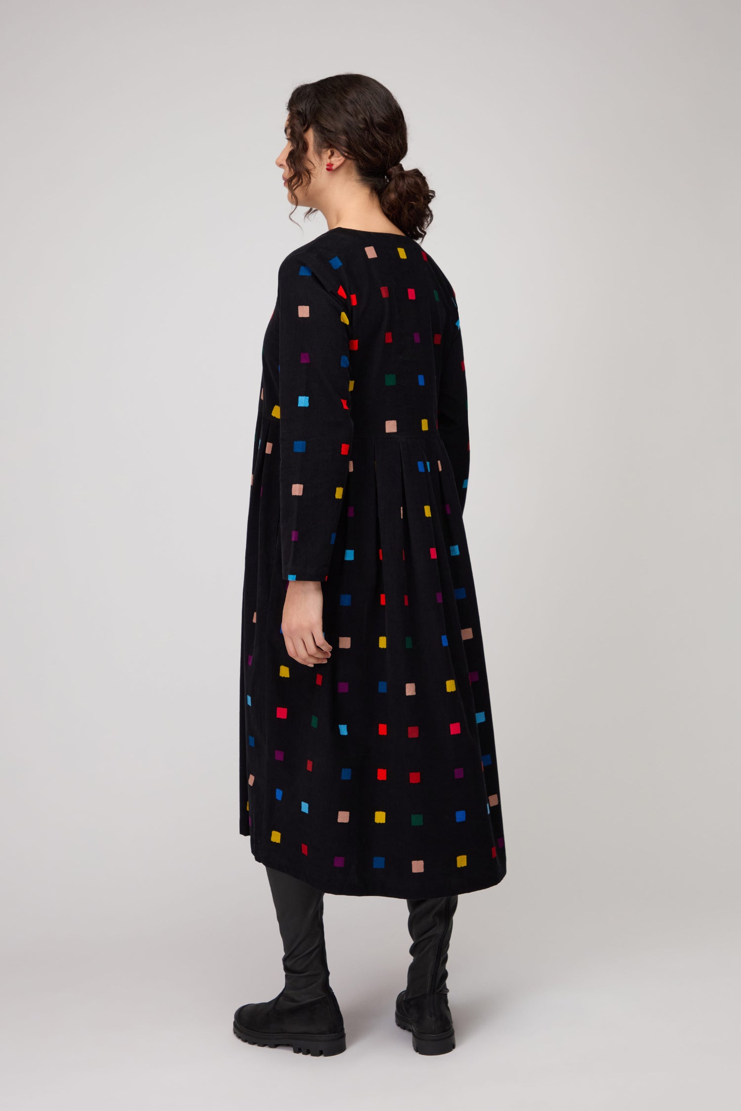 Multi Colour Check Cord Print Dress