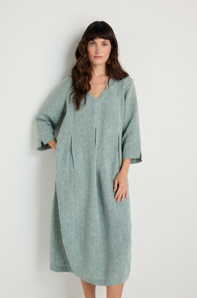 Crinkle Linen Cross Dye Bubble Dress – Sahara