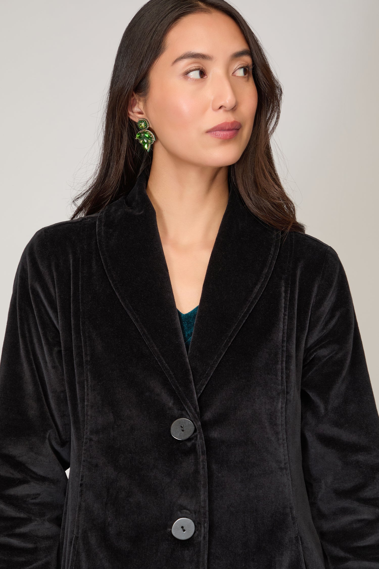 Cotton Velvet Black Coat