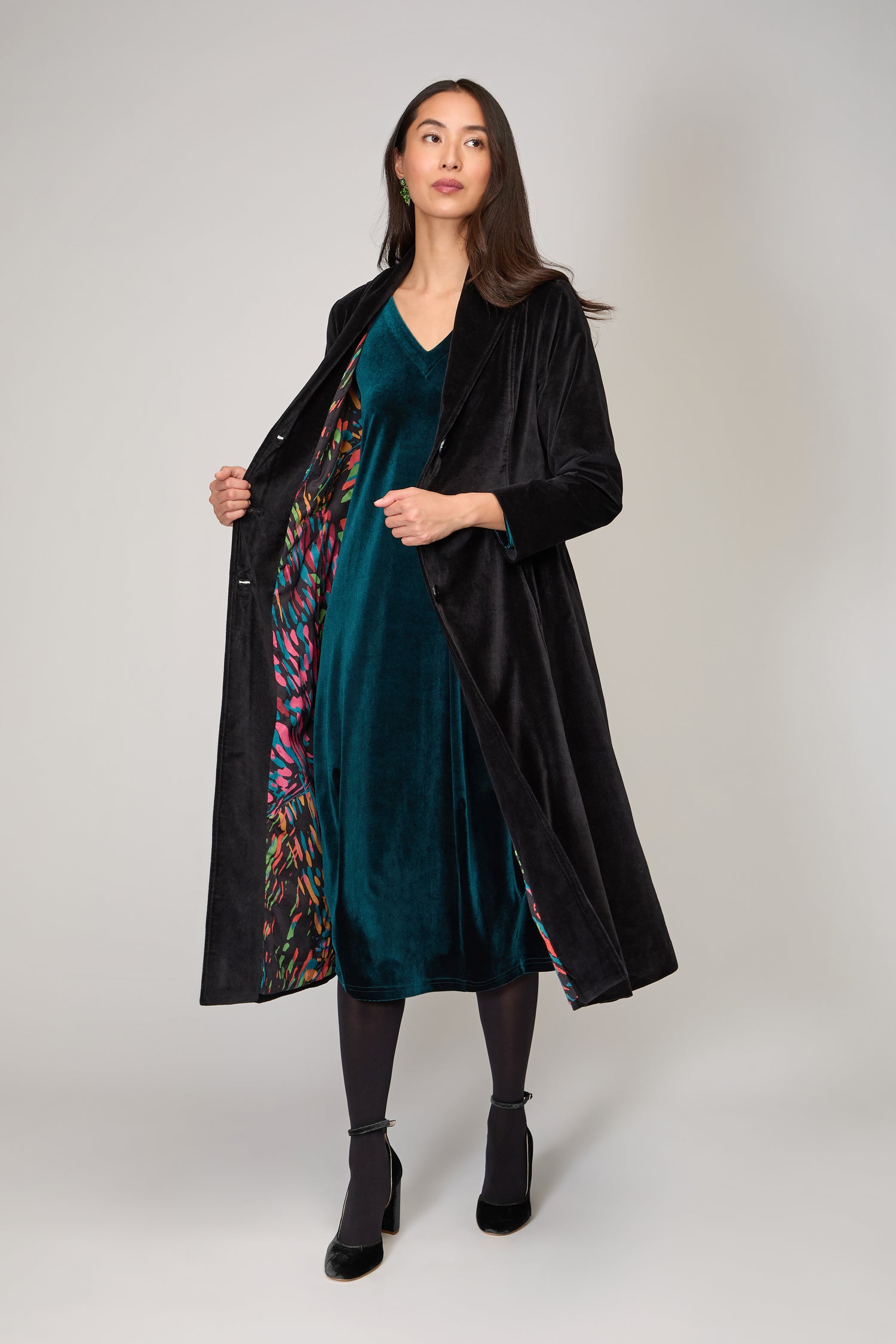 Cotton Velvet Black Coat