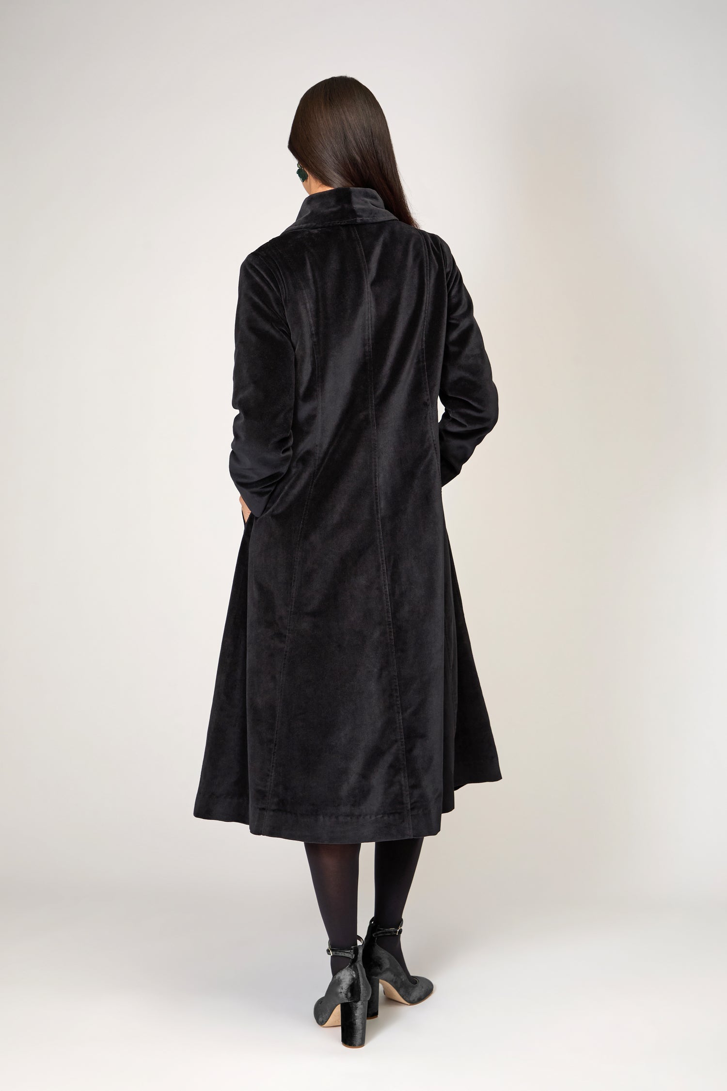 Cotton Velvet Black Coat
