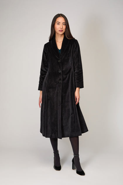 Cotton Velvet Black Coat