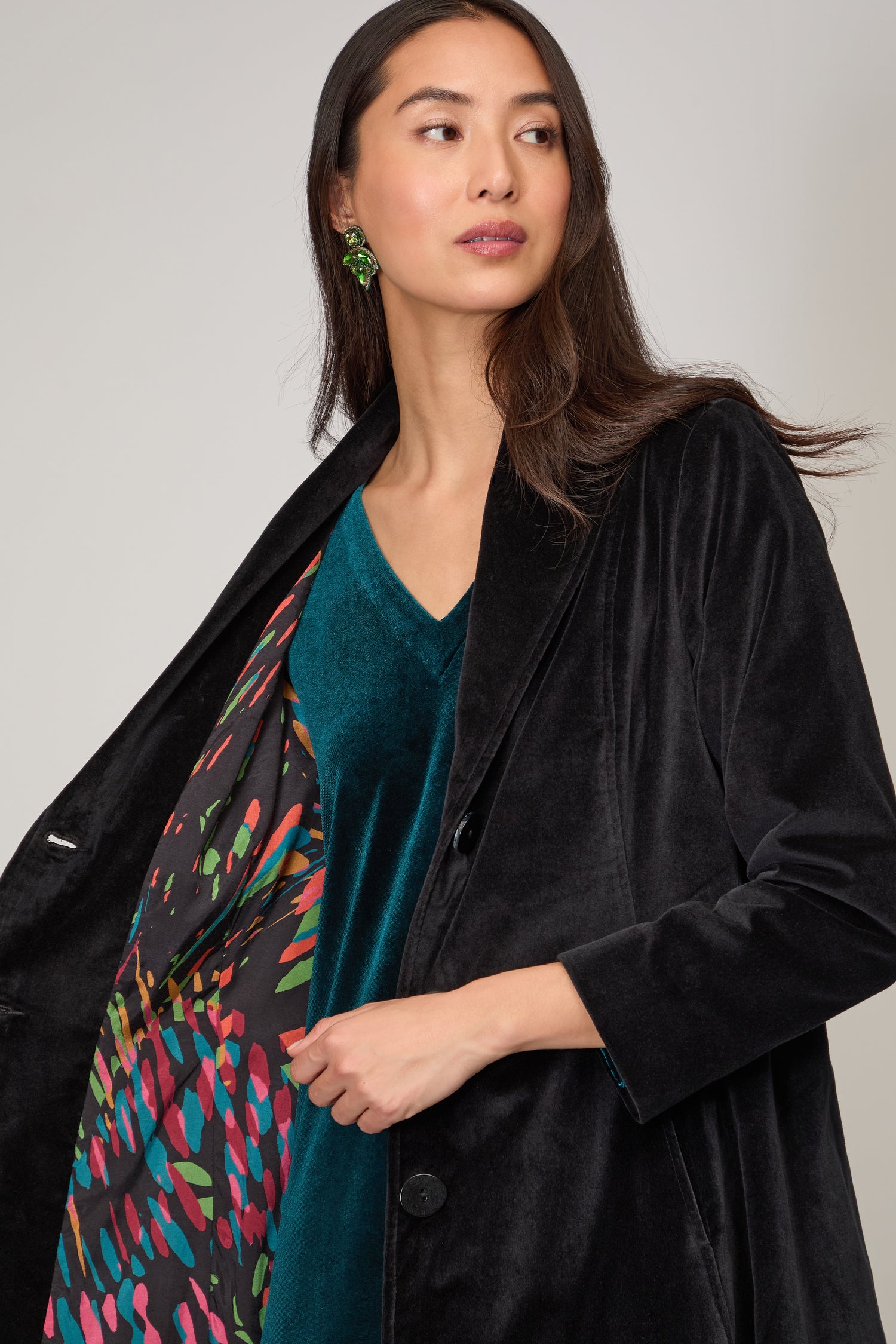 Cotton Velvet Black Coat