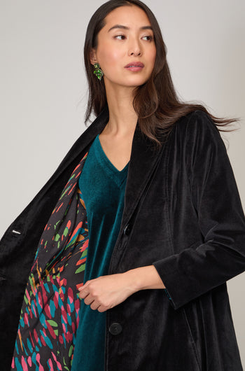 Cotton Velvet Black Coat