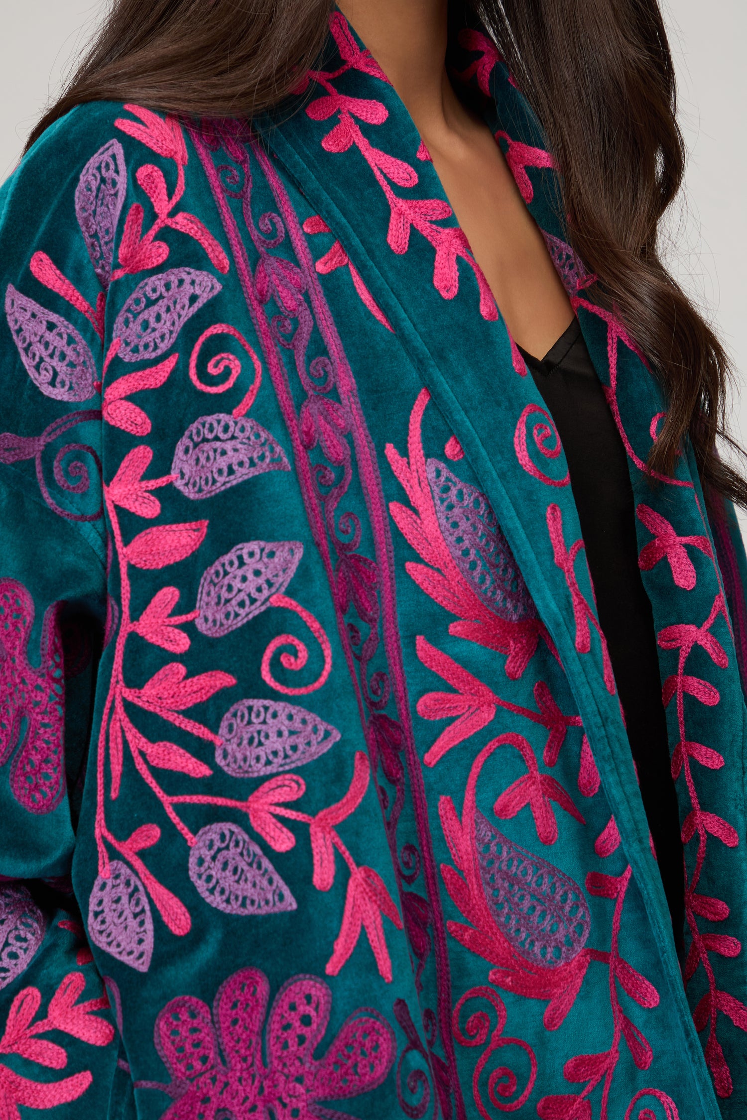 Winter Embroidered Teal Jacket