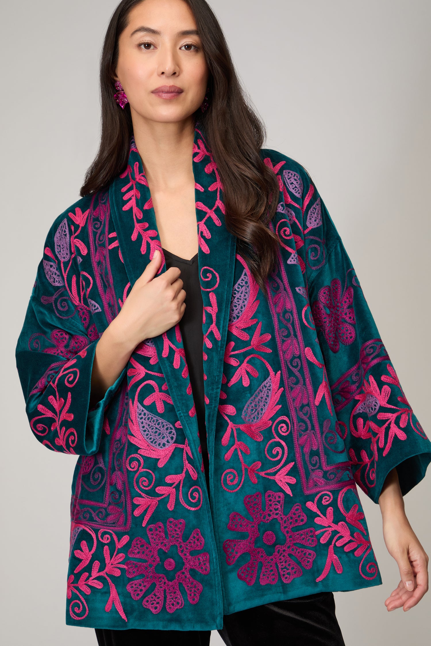 Winter Embroidered Teal Jacket