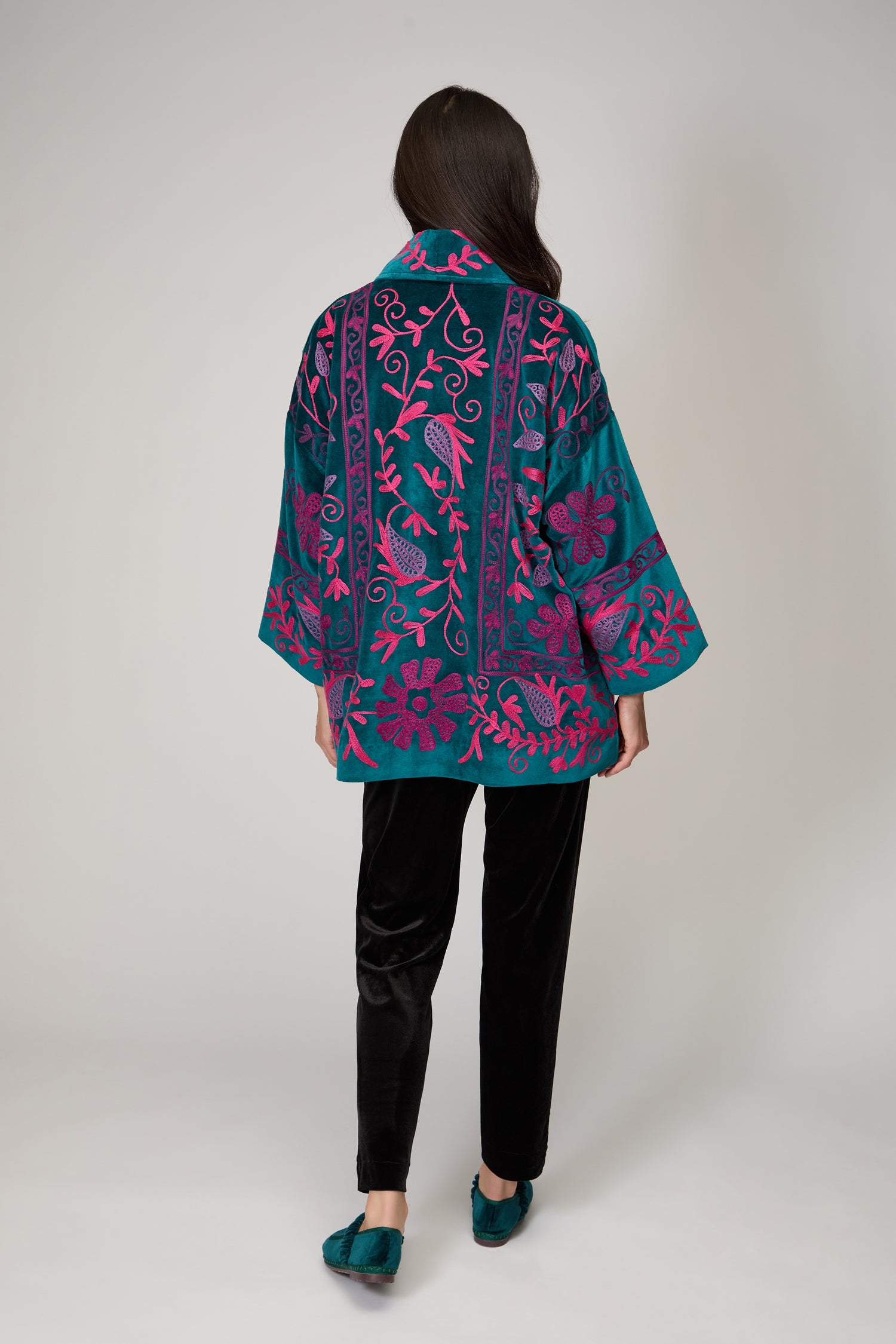 Winter Embroidered Teal Jacket