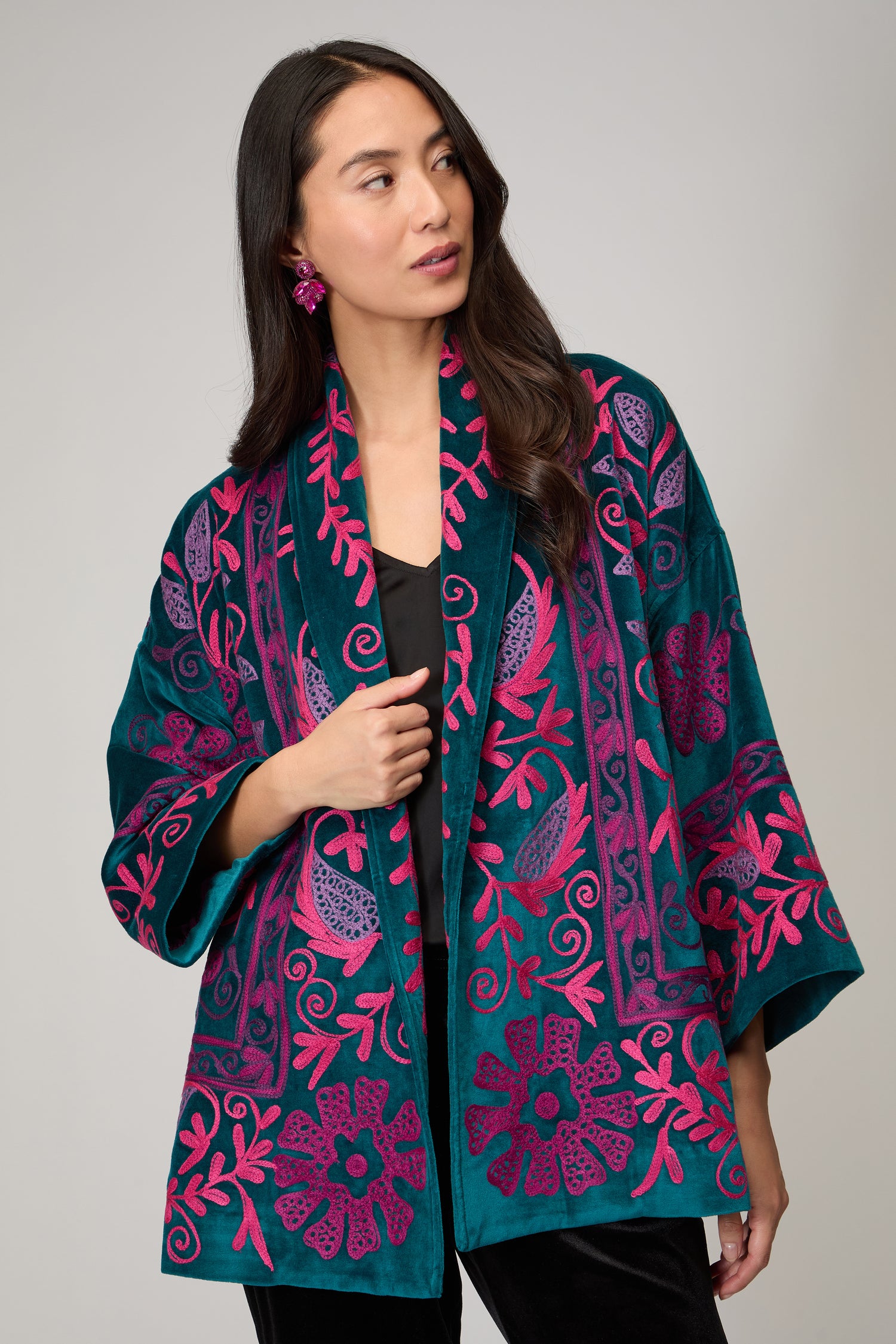 Winter Embroidered Teal Jacket