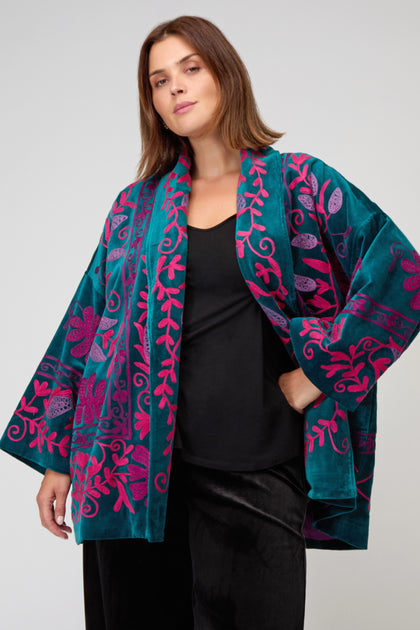 Winter Embroidered Teal Jacket