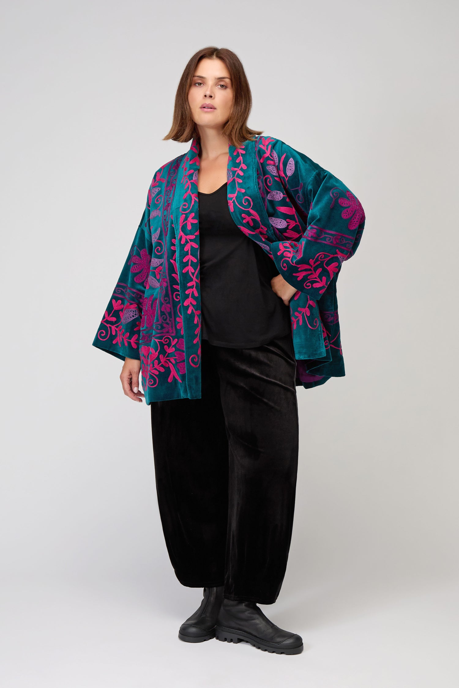 Winter Embroidered Teal Jacket