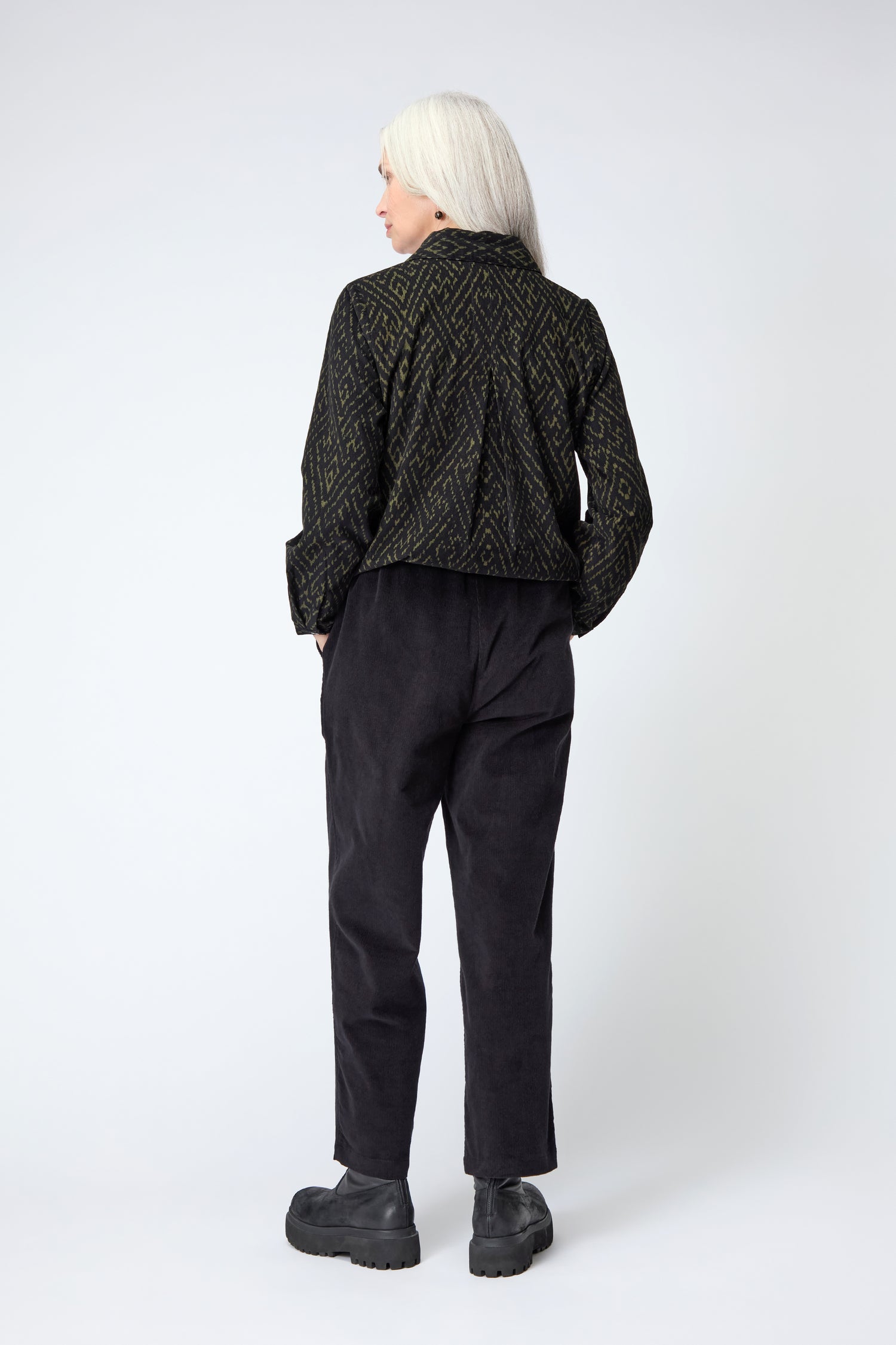 Cord Straight Leg Black Trousers