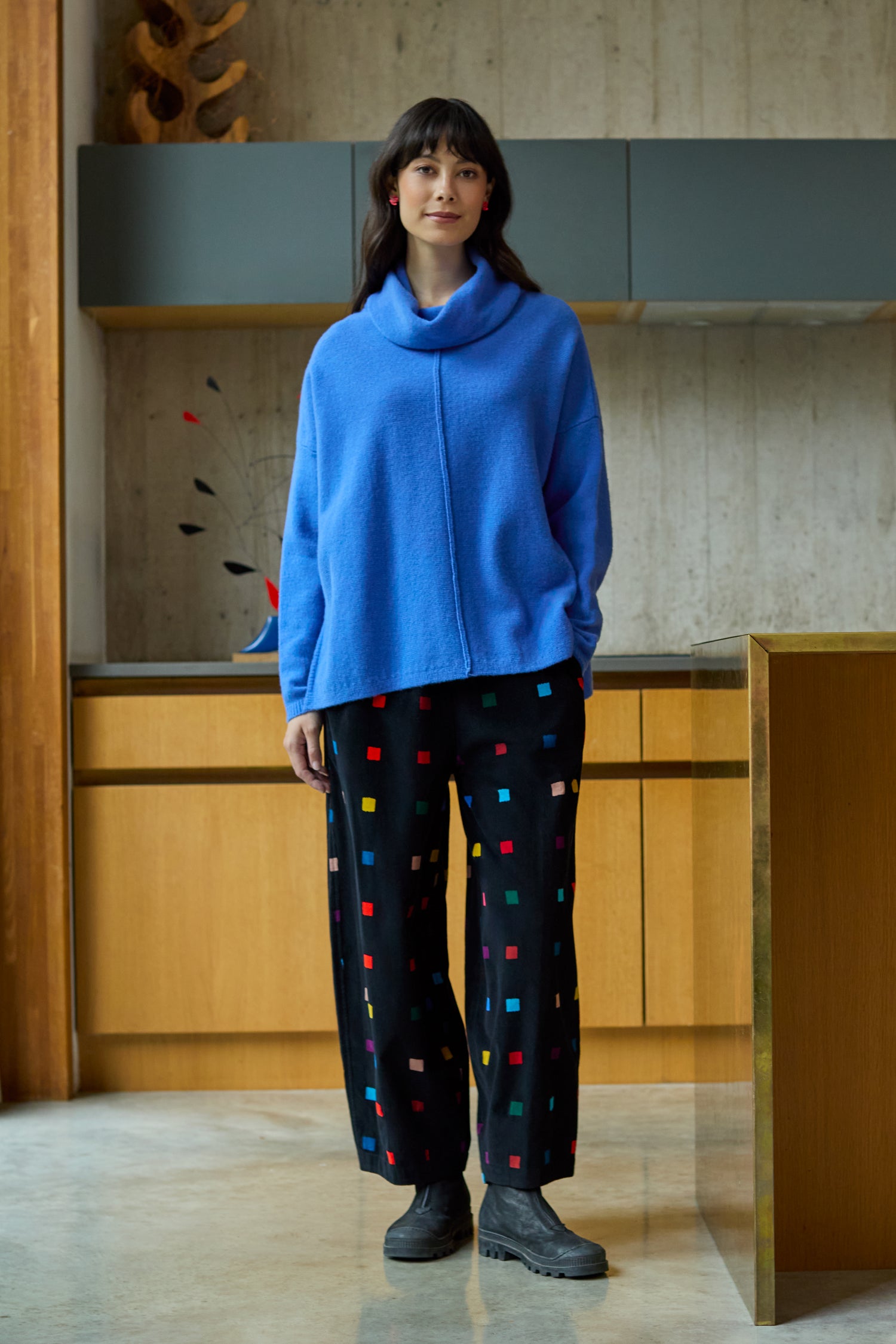 Multi Colour Check Cord Print Bubble Trouser