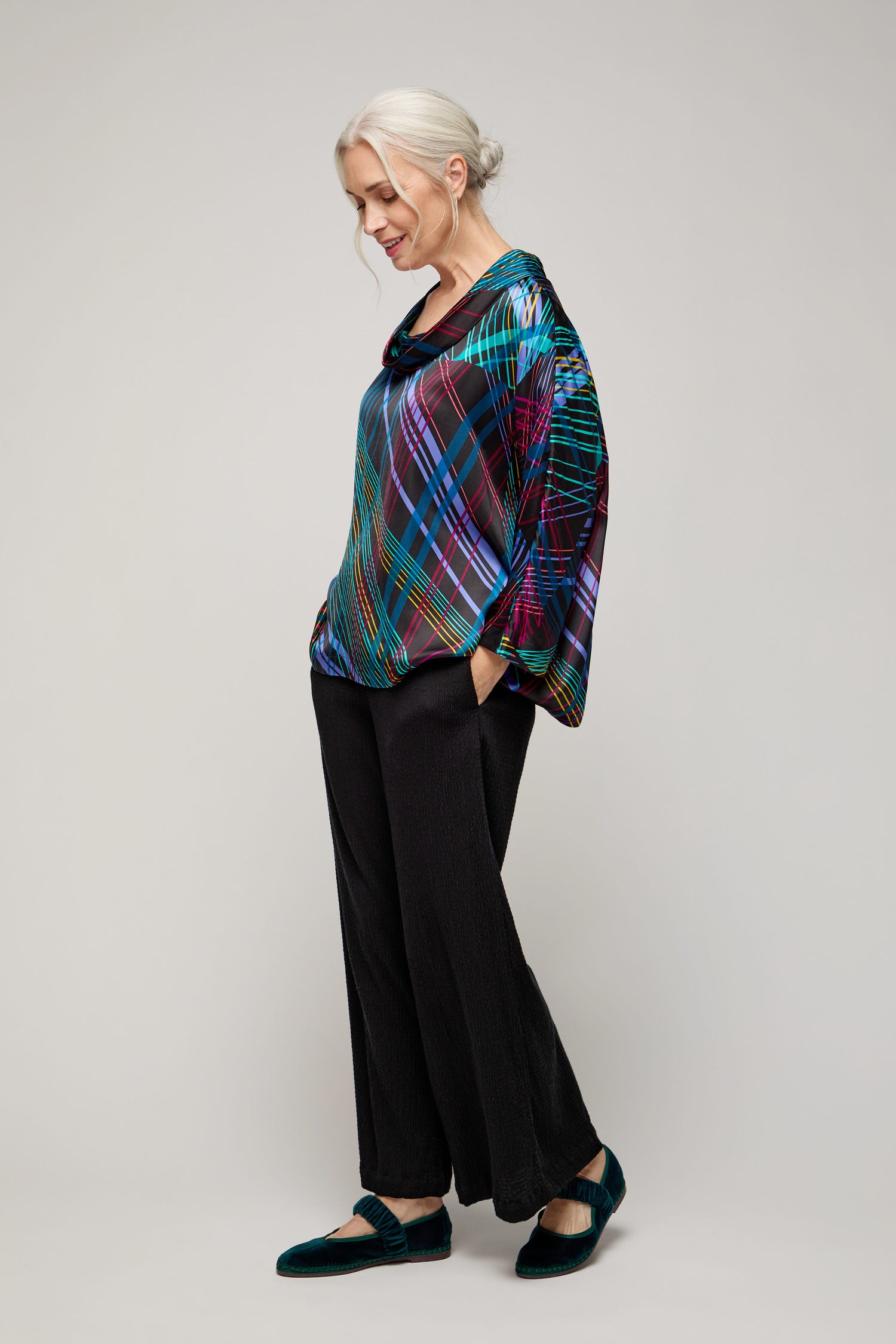 Laser Lights Cowl Neck Top