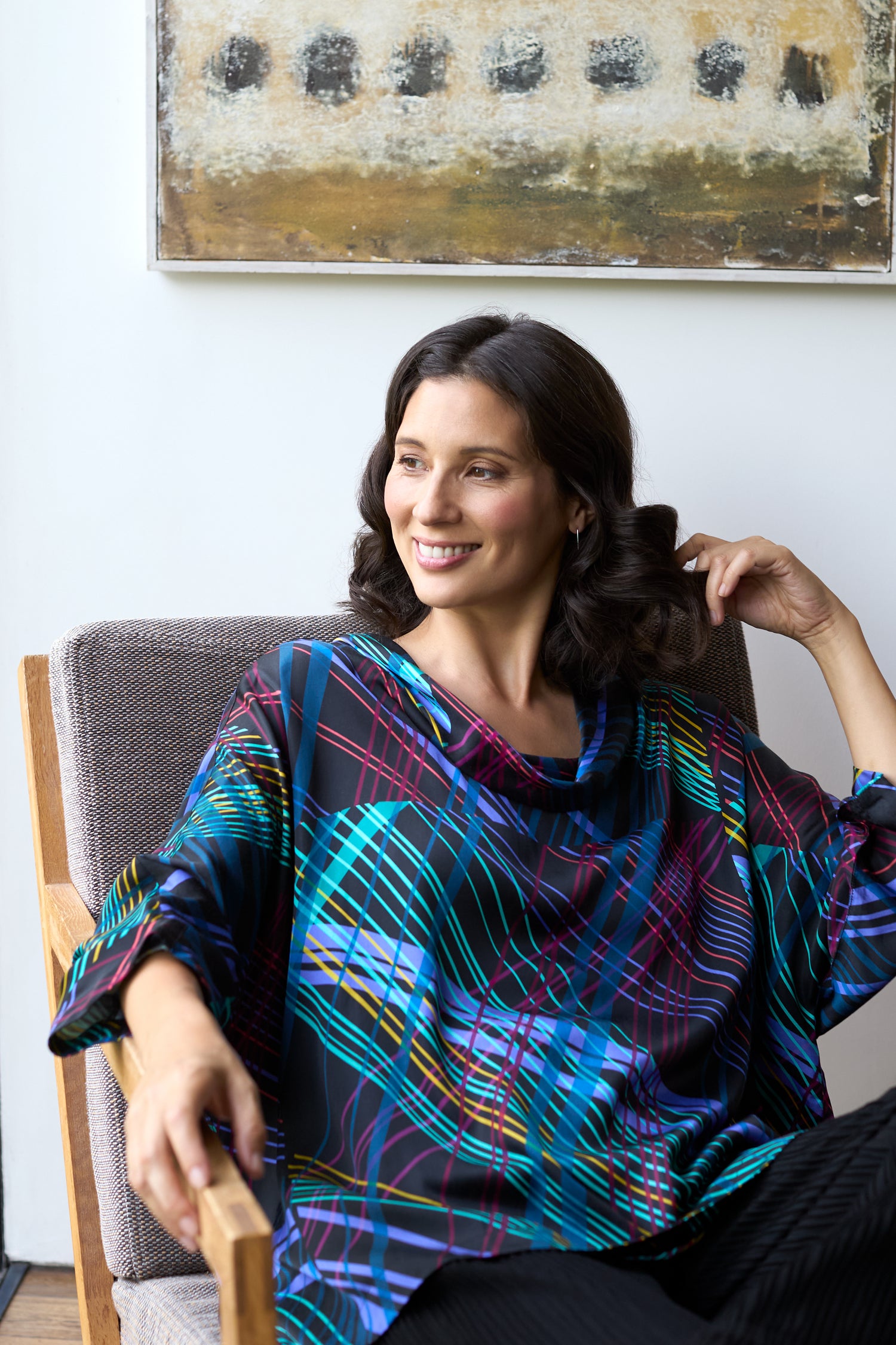 Laser Lights Cowl Neck Top