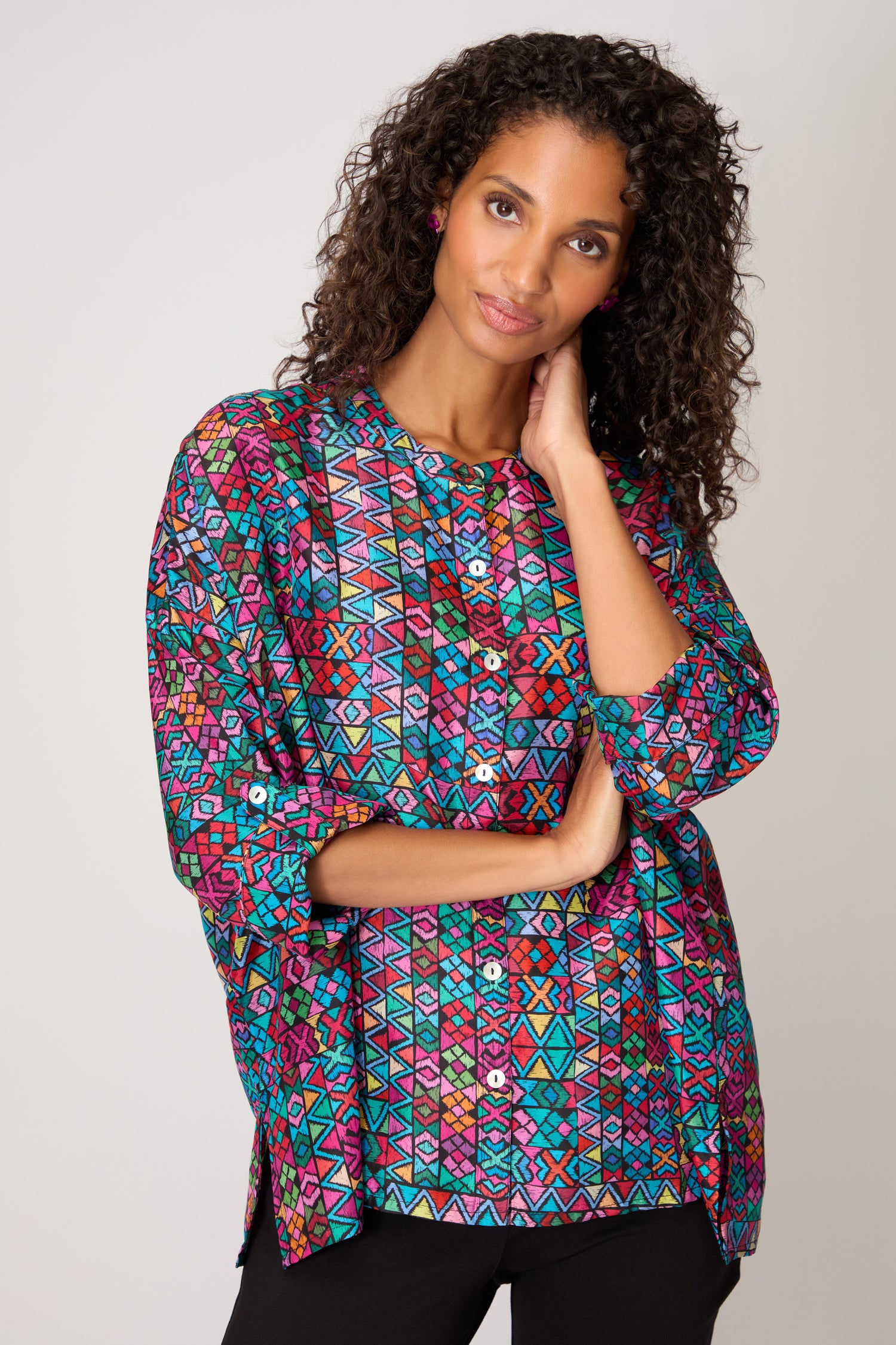 Peruvian Patchwork Silk Shirt