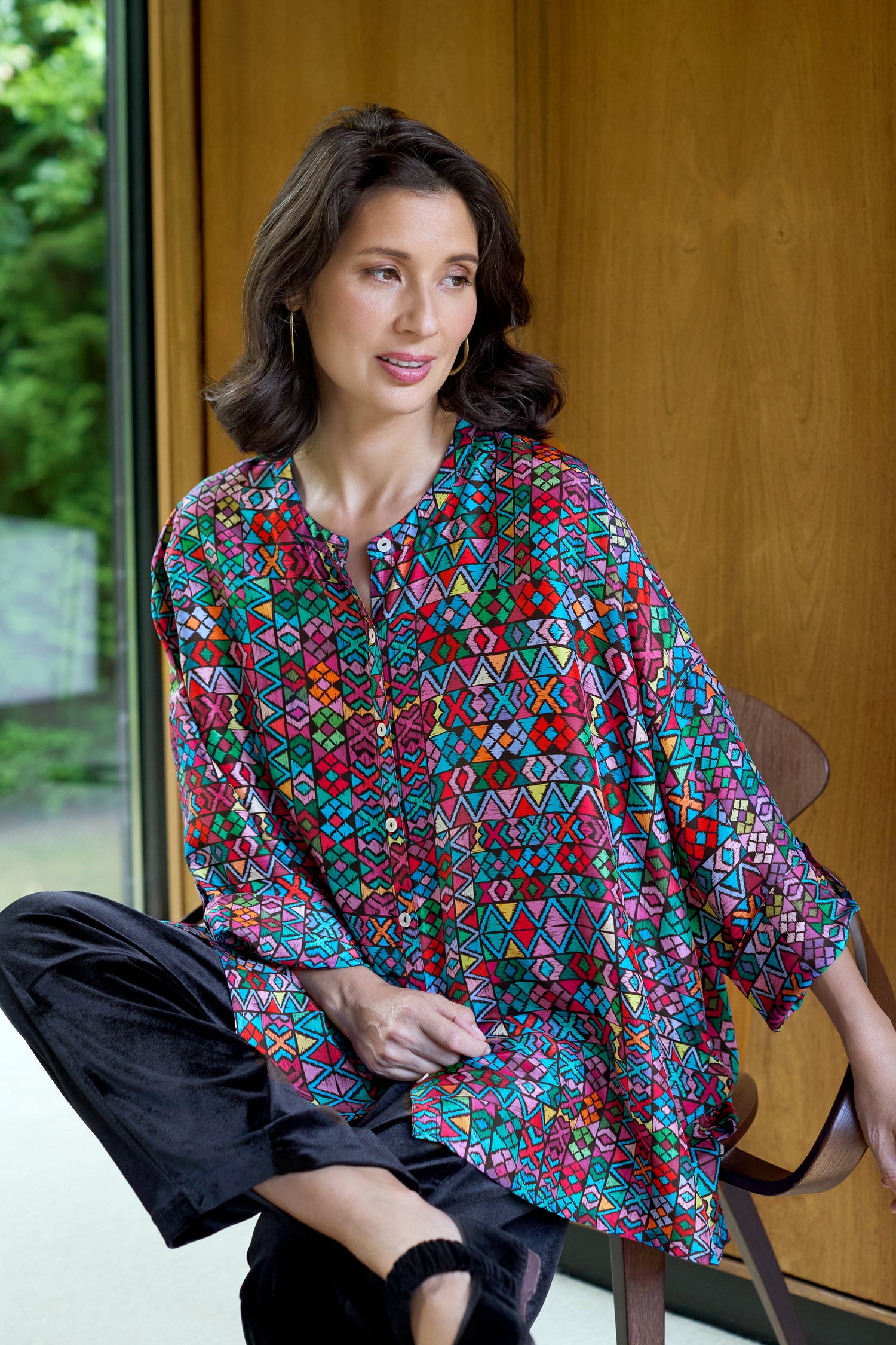 Peruvian Patchwork Silk Shirt