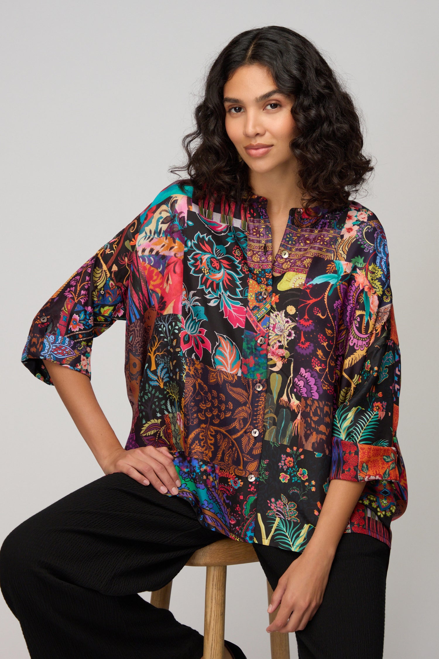 Sahara Winter Patchwork Silk Shirt