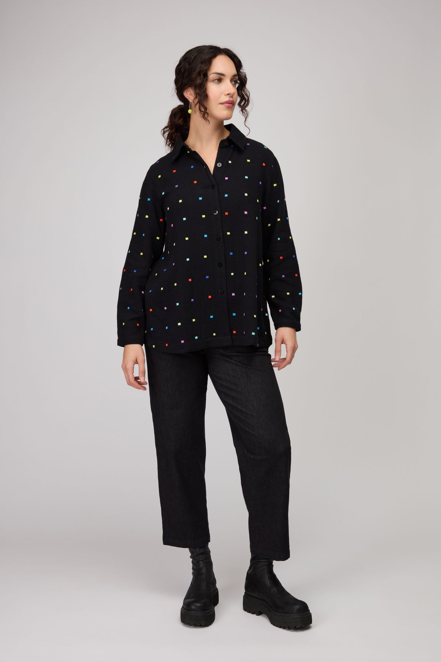 Embroidered Squares Shirt