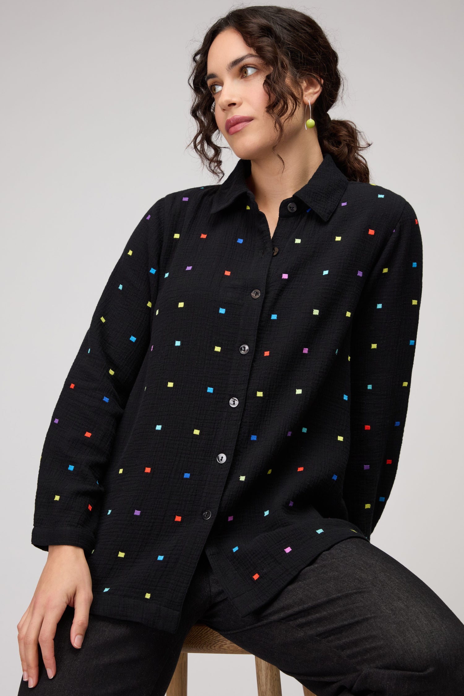 Embroidered Squares Shirt