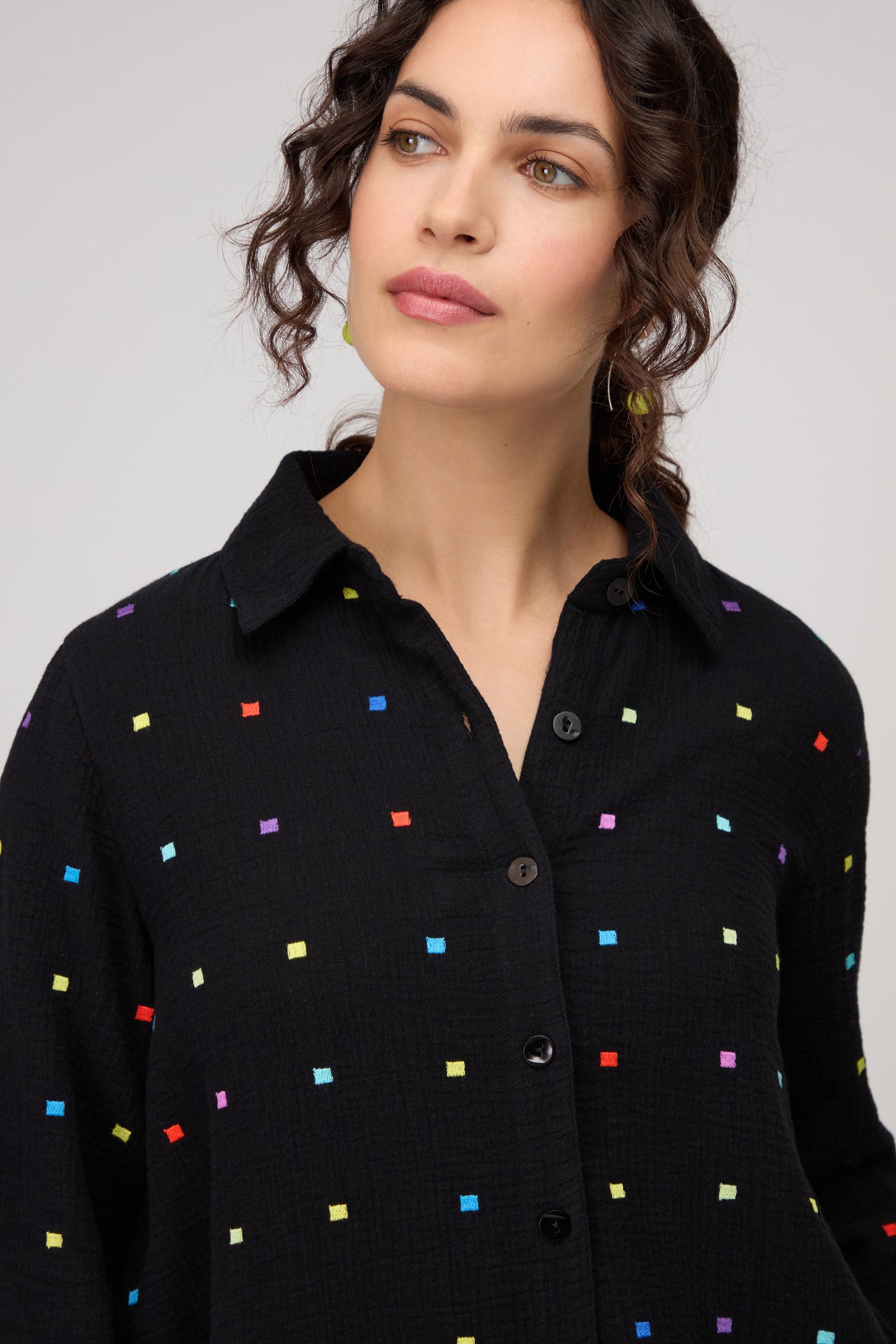 Embroidered Squares Shirt