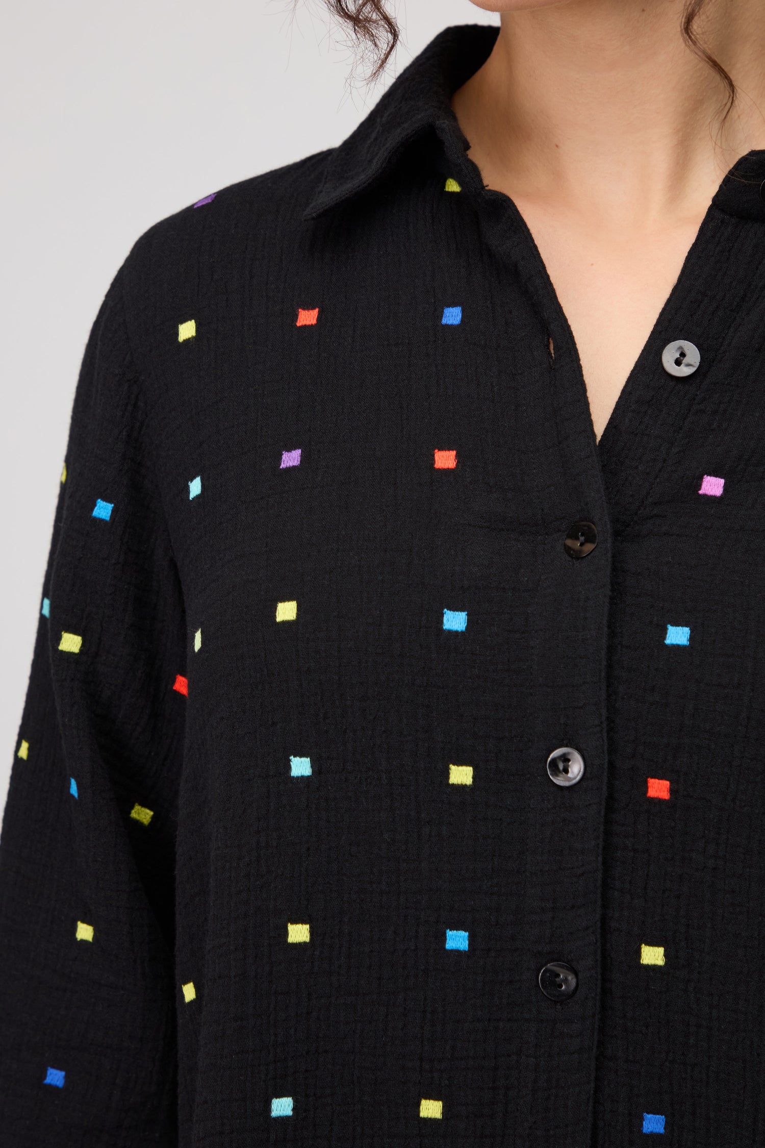 Embroidered Squares Shirt