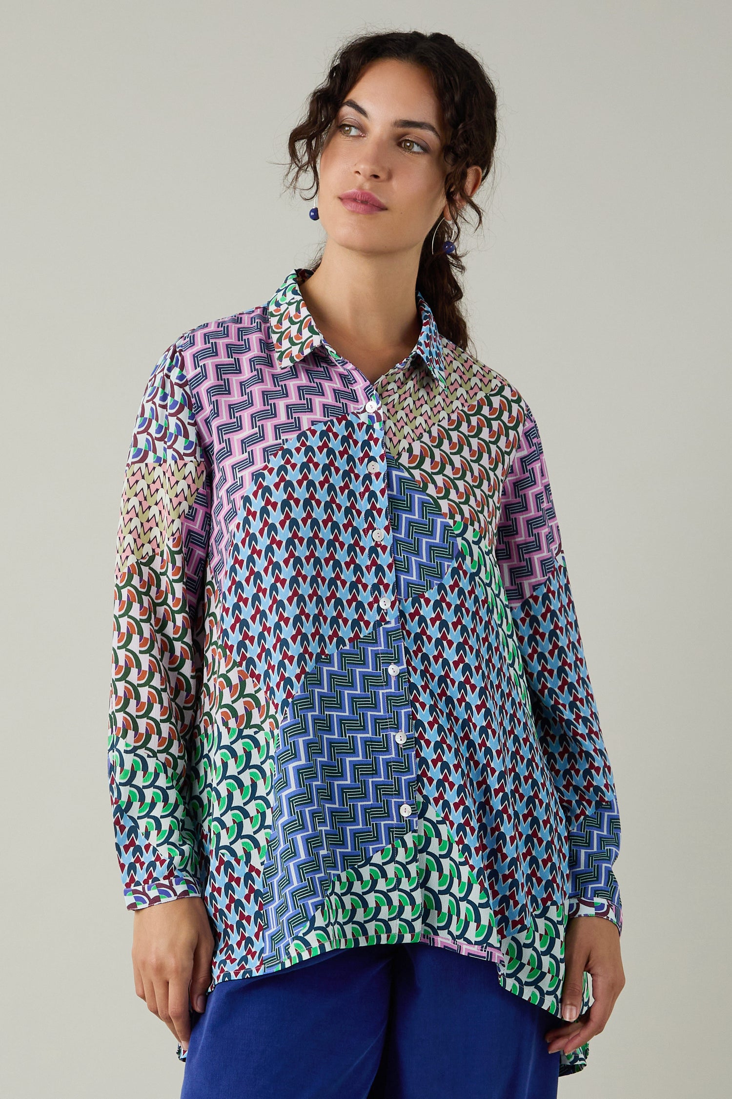 Geo Patchwork Print Shirt