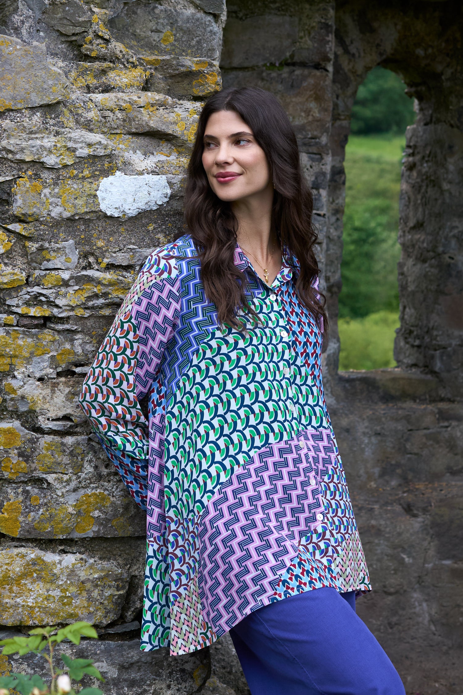 Geo Patchwork Print Shirt