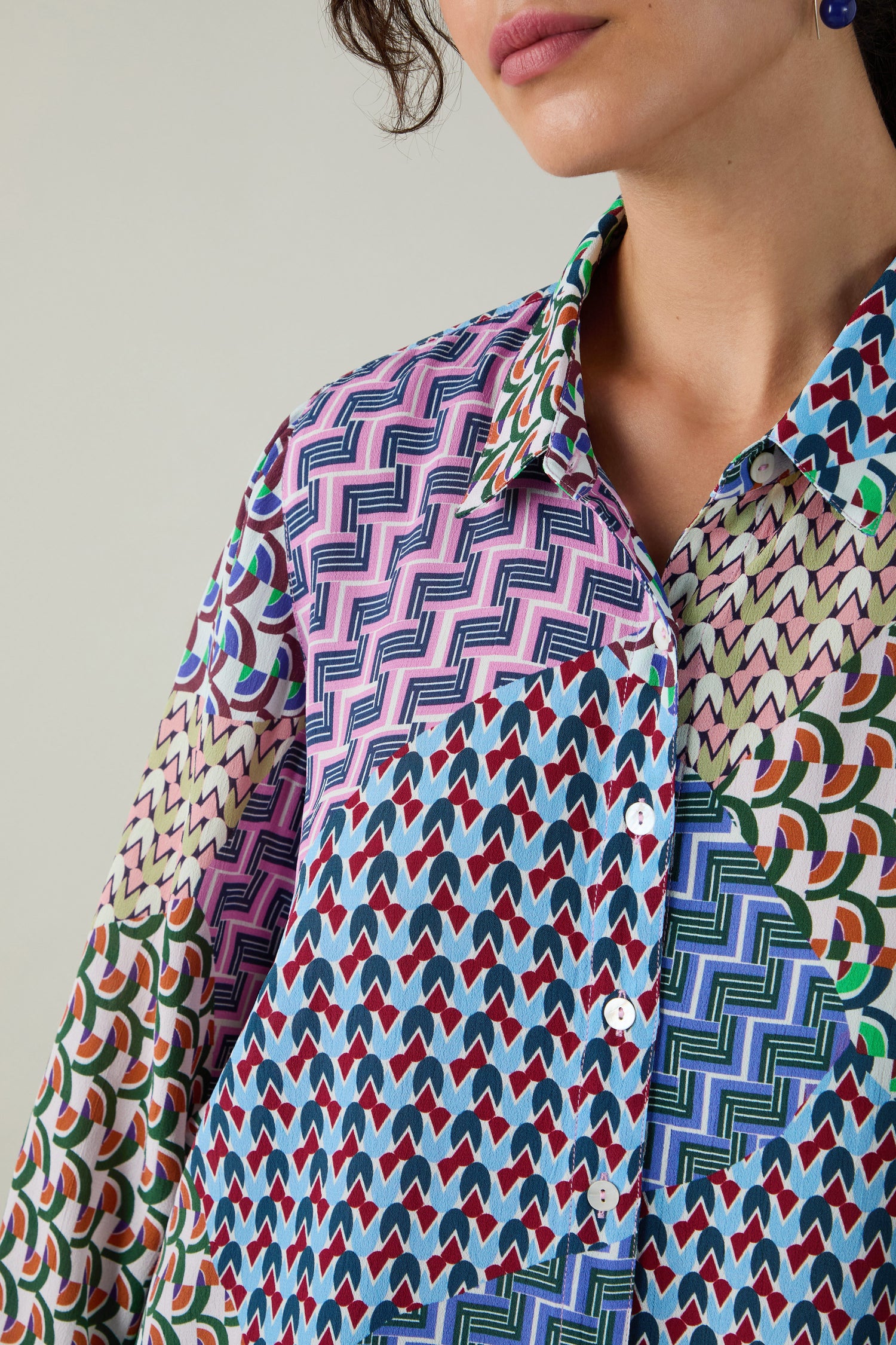 Geo Patchwork Print Shirt
