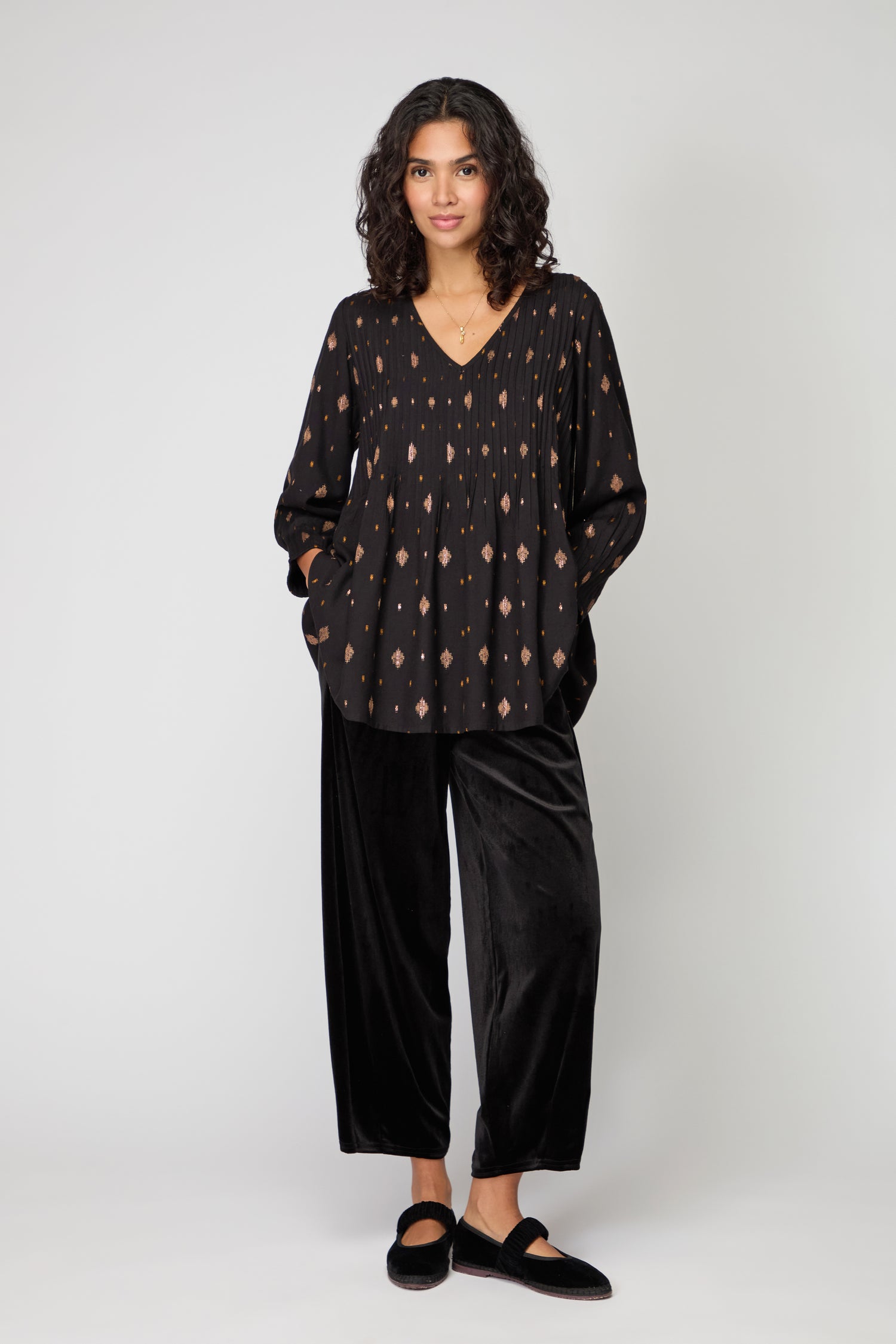 Diamond Lurex Pleated Tunic