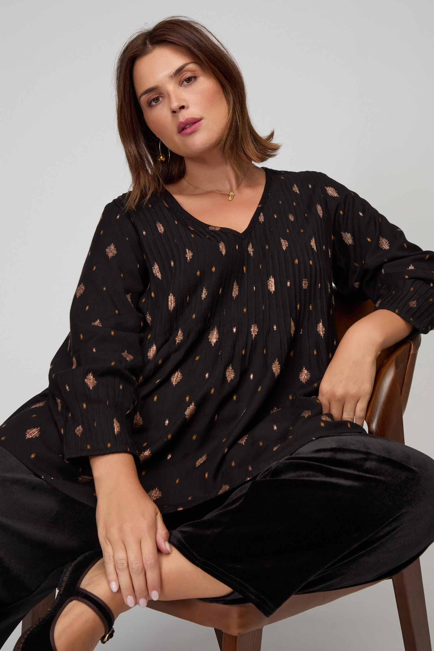 Diamond Lurex Pleated Tunic