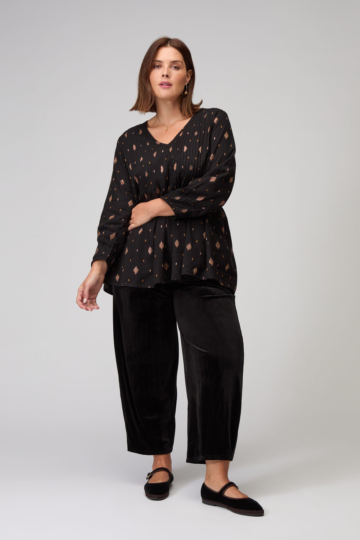 Diamond Lurex Pleated Tunic