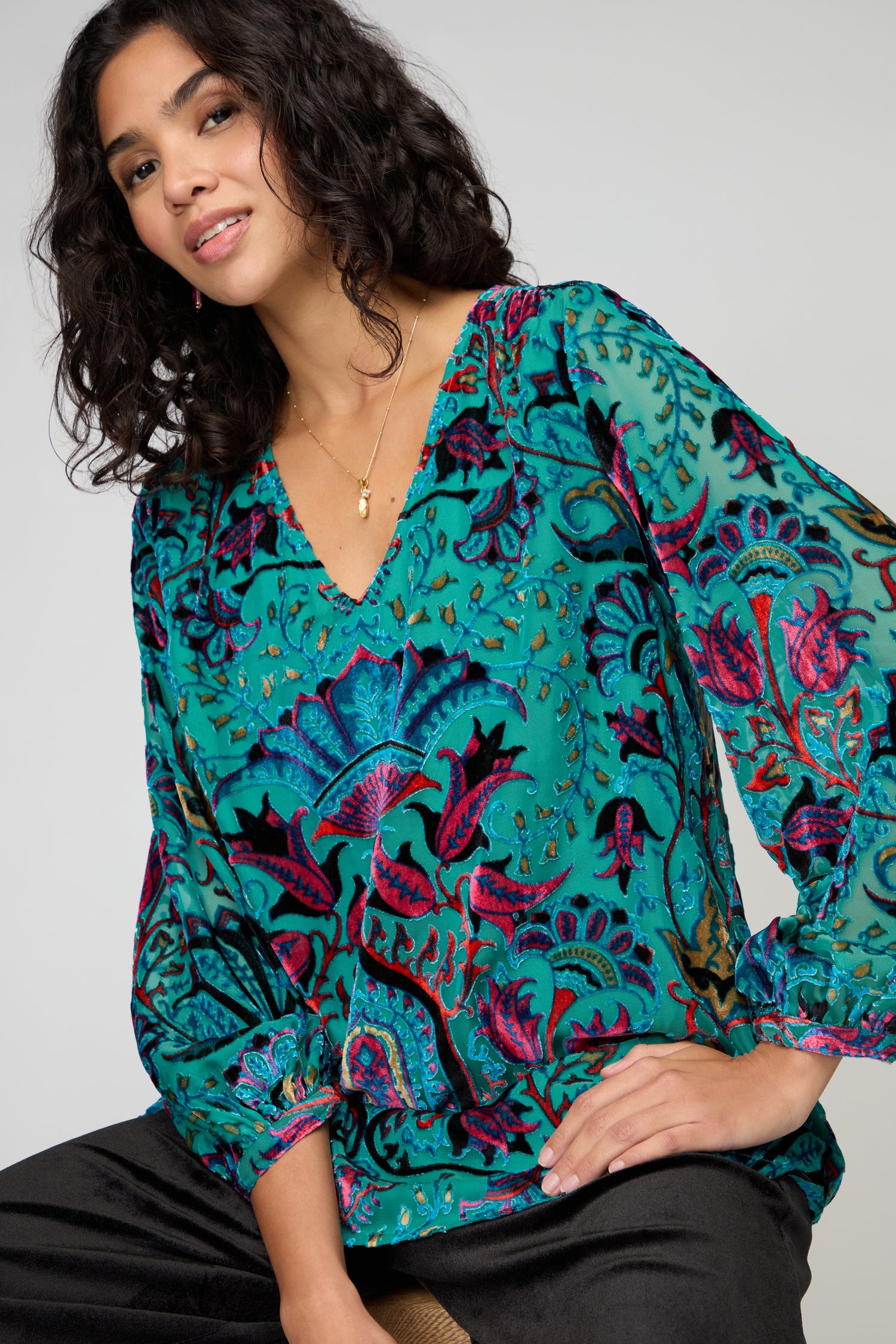 Winter Paisley Devore Top