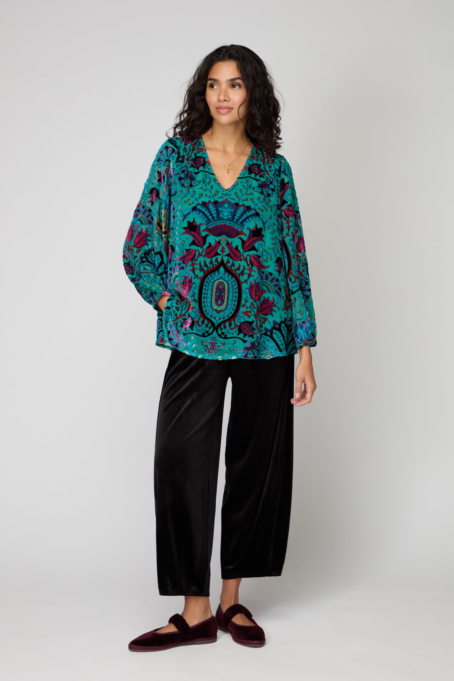 Winter Paisley Devore Top