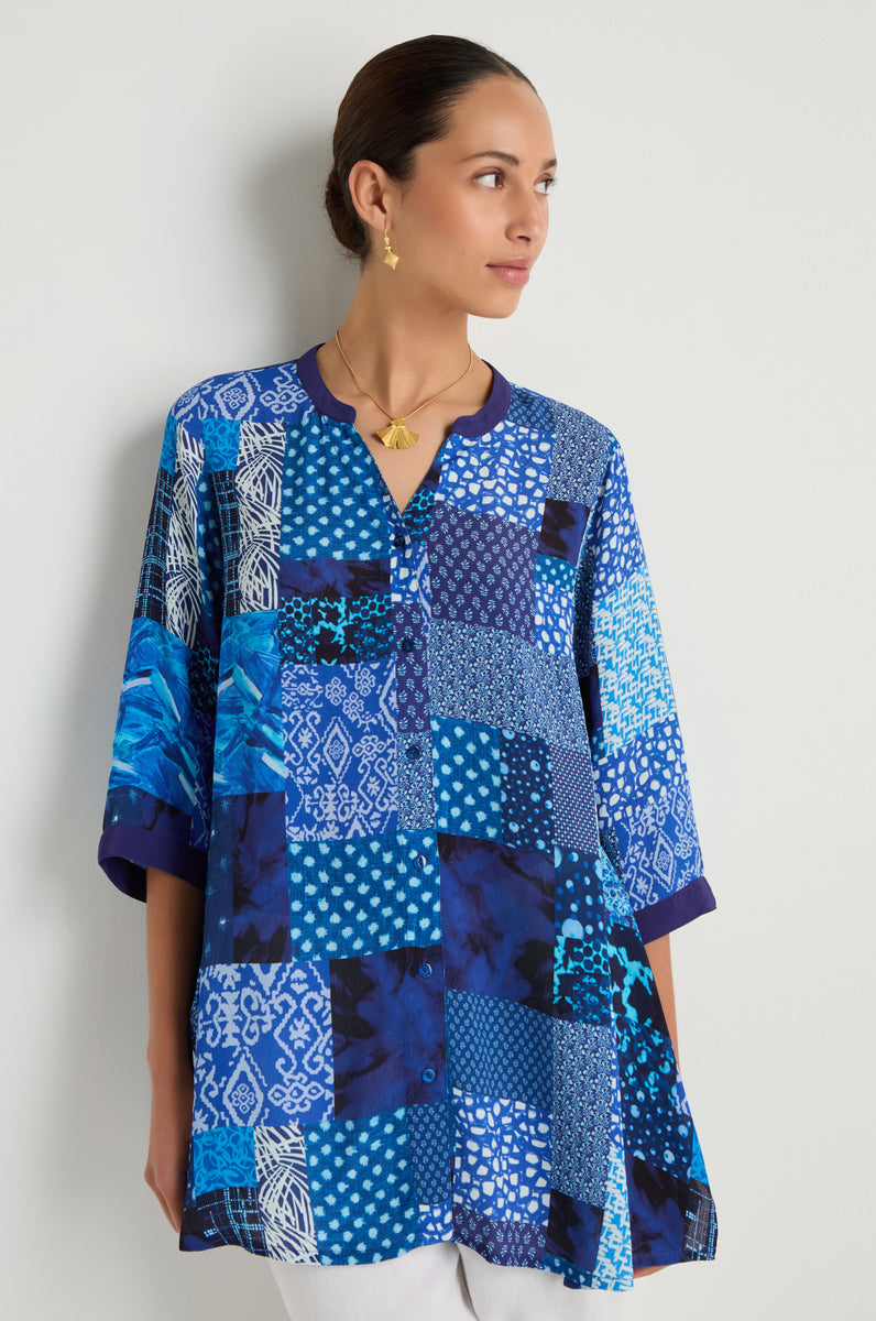 Sahara Indigo Patchwork Longline Shirt