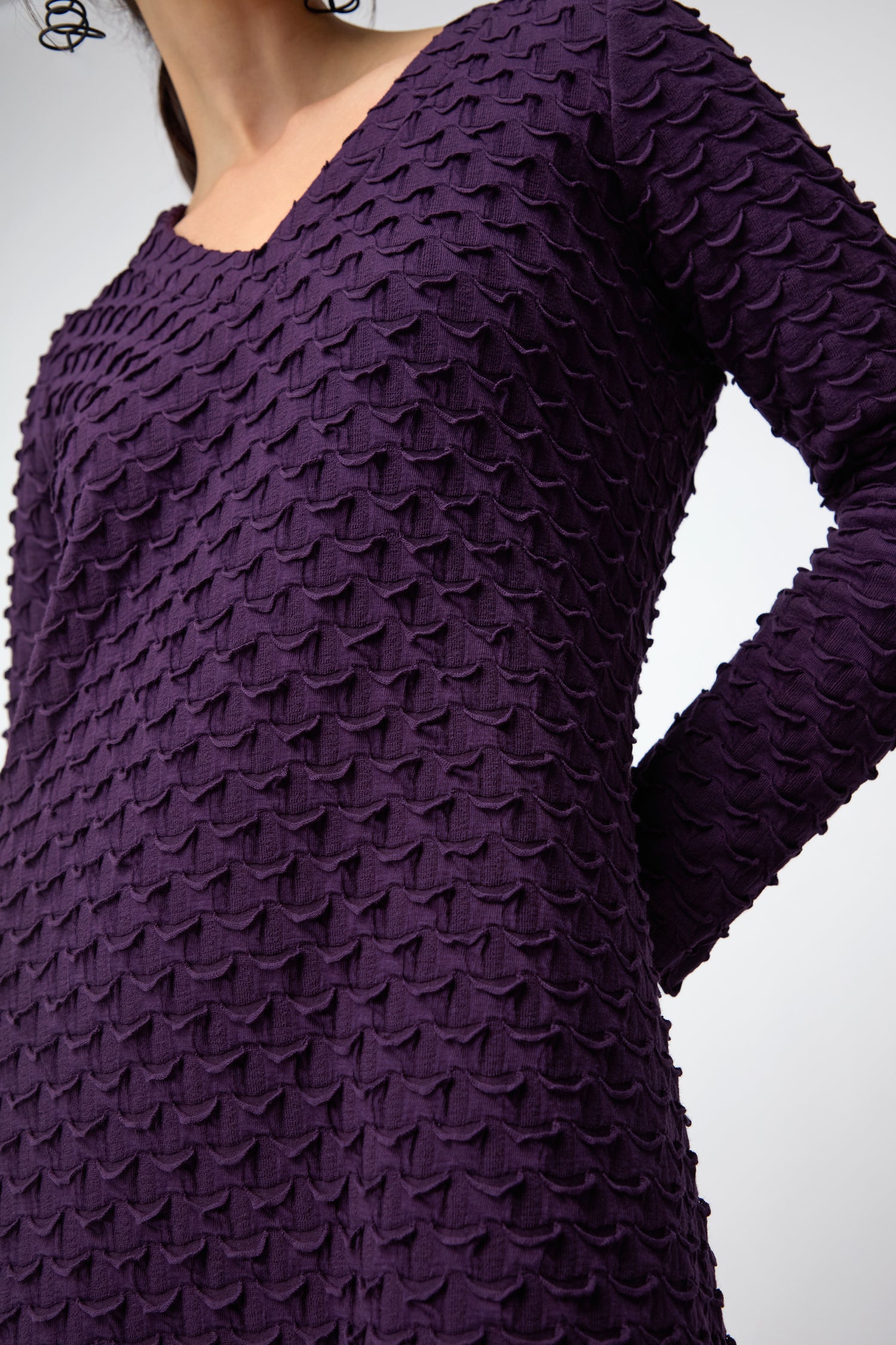 Origami Jersey V Neck Damson Dress