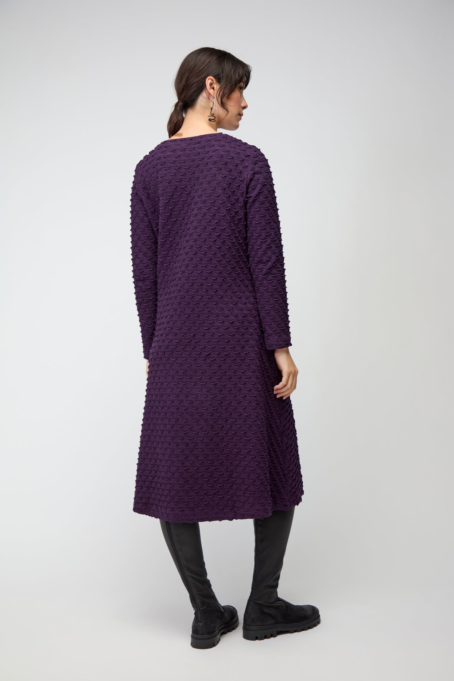 Origami Jersey V Neck Damson Dress