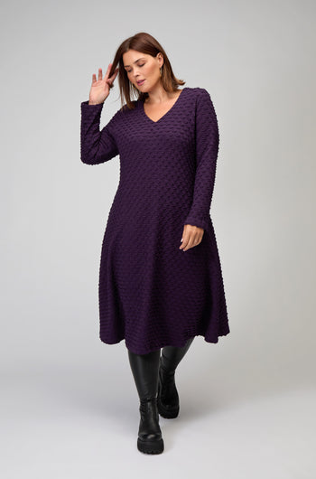 Origami Jersey V Neck Damson Dress