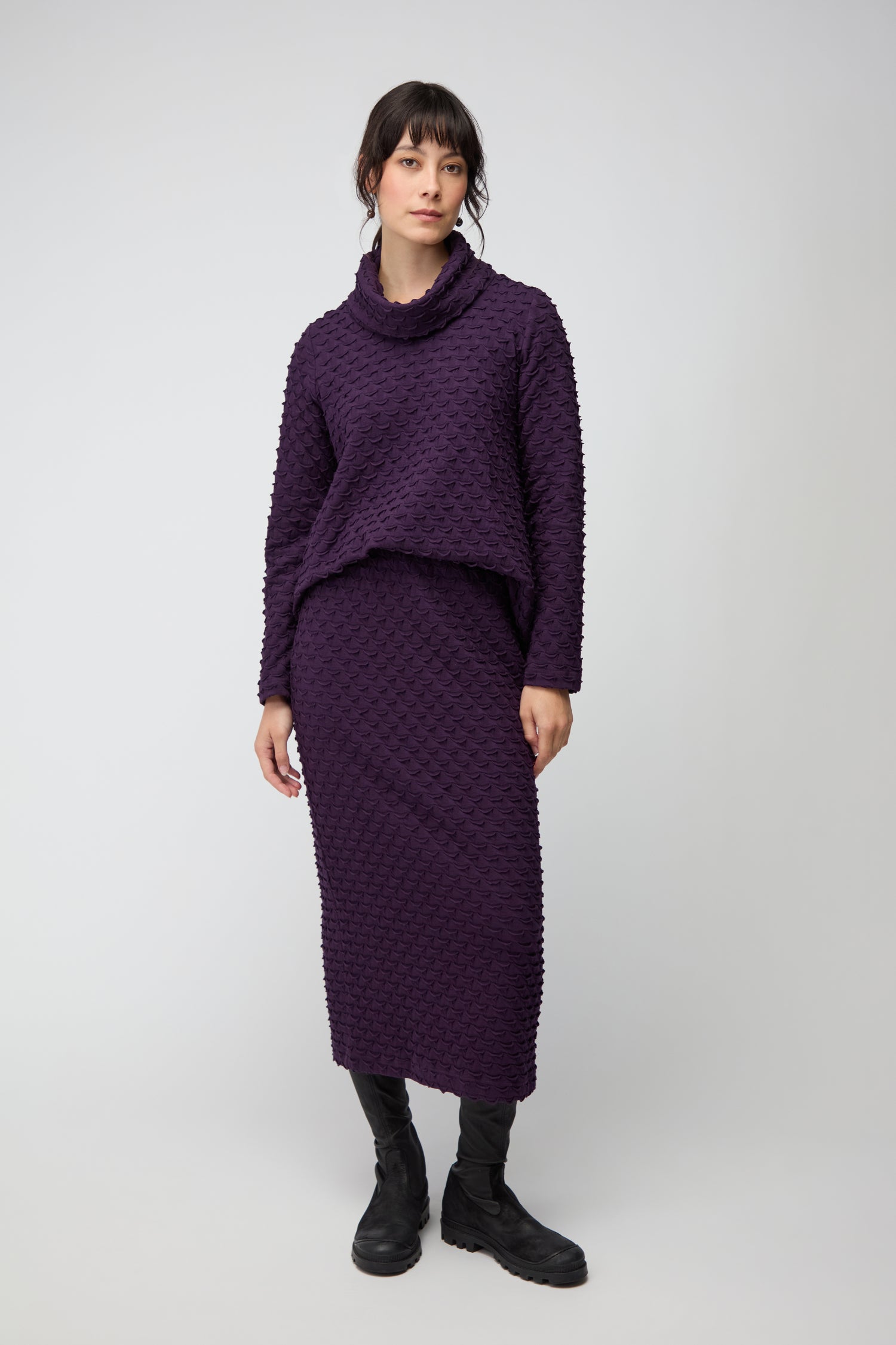 Origami Jersey Damson Tube Skirt