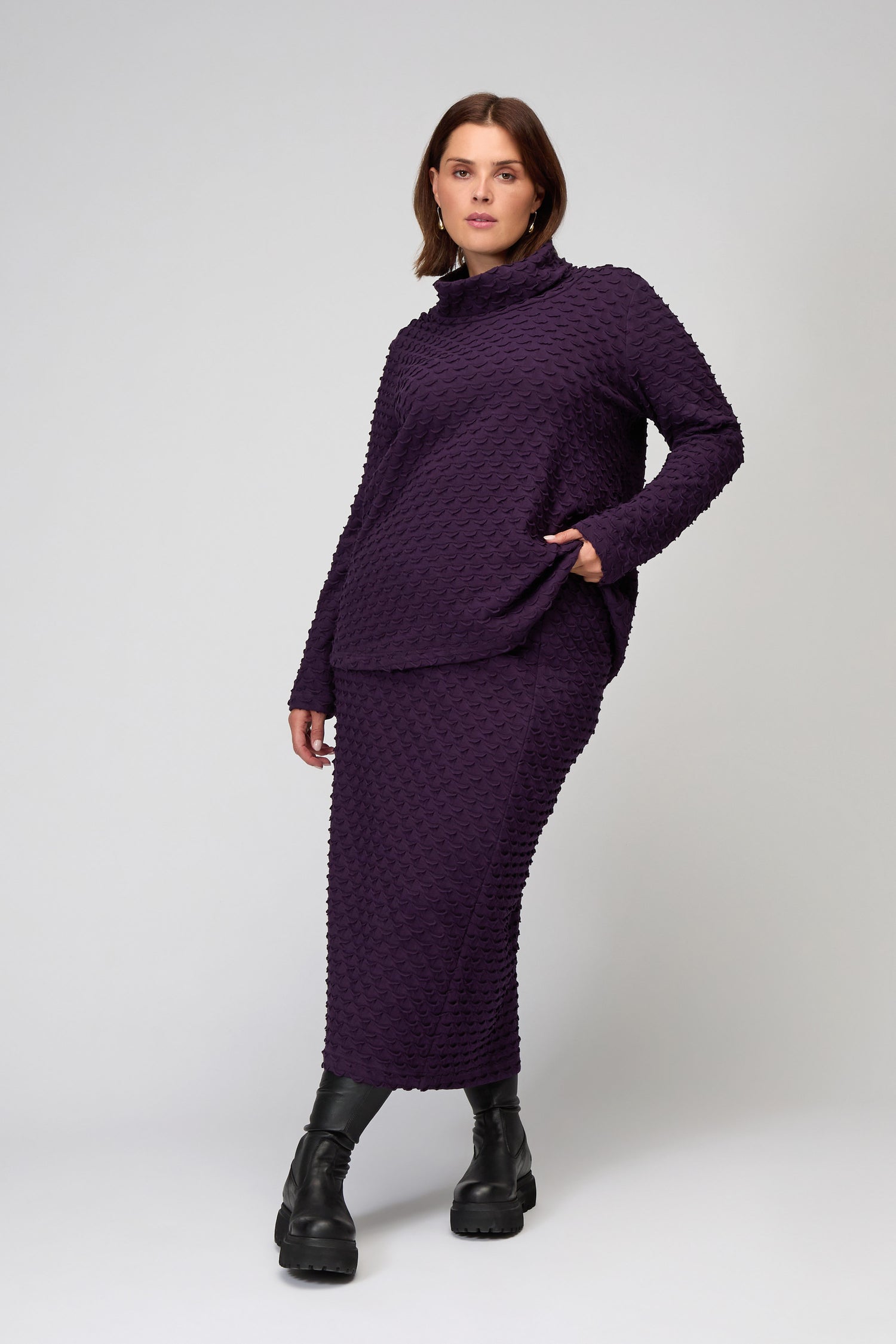 Origami Jersey Damson Tube Skirt