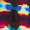 A vibrant Marble Stripe Jersey Top featuring abstract patterns with energetic blue, red, and yellow hues reminiscent of a tie-dye print.