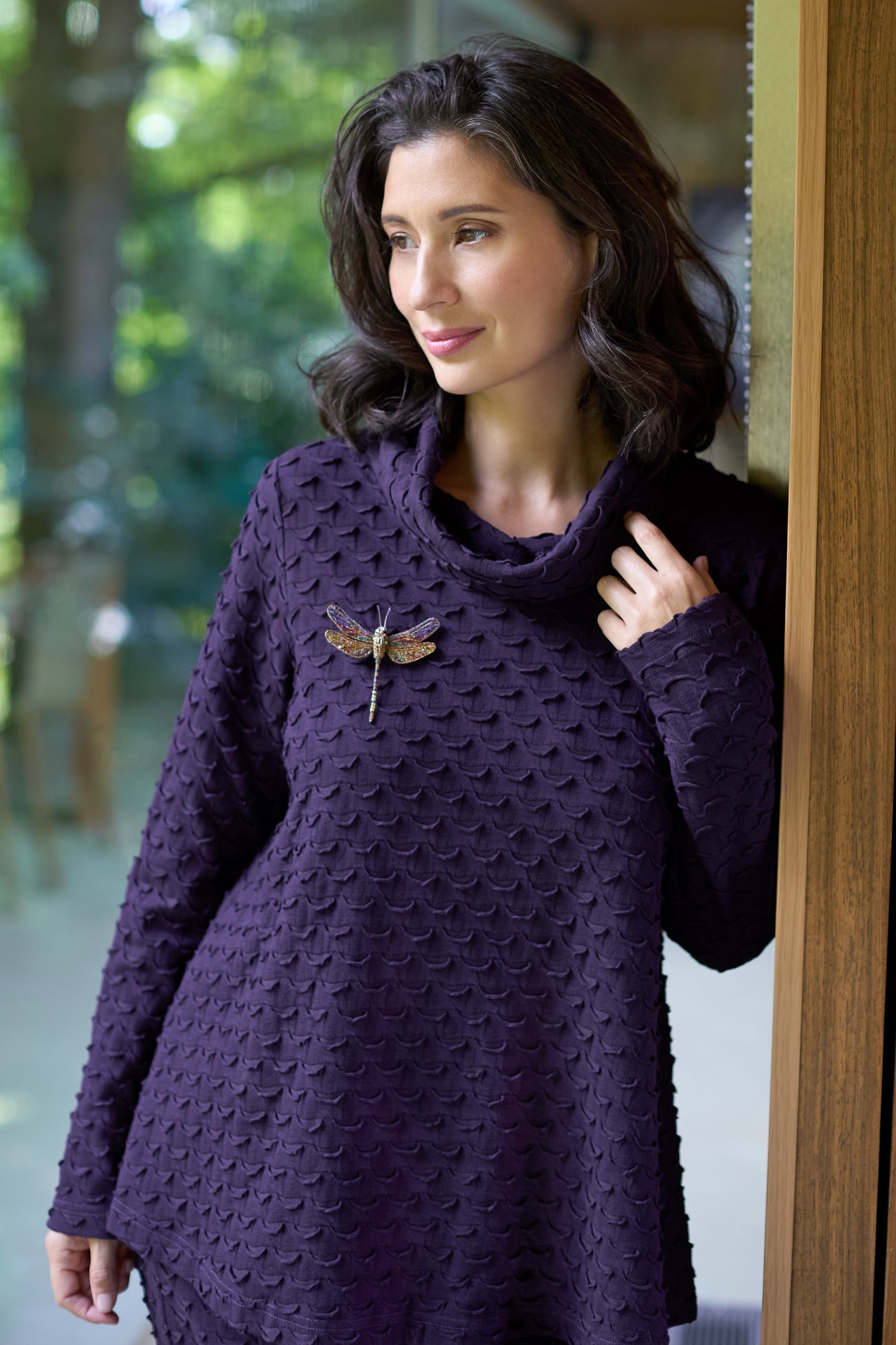 Origami Jersey Cowl Neck Top