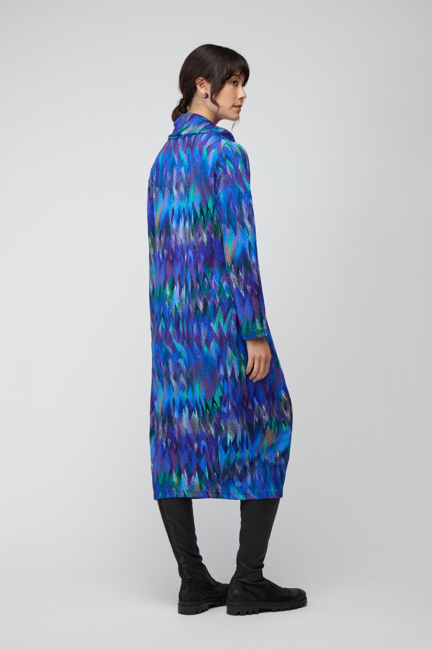 Abstract Feather Jersey Bubble Dress