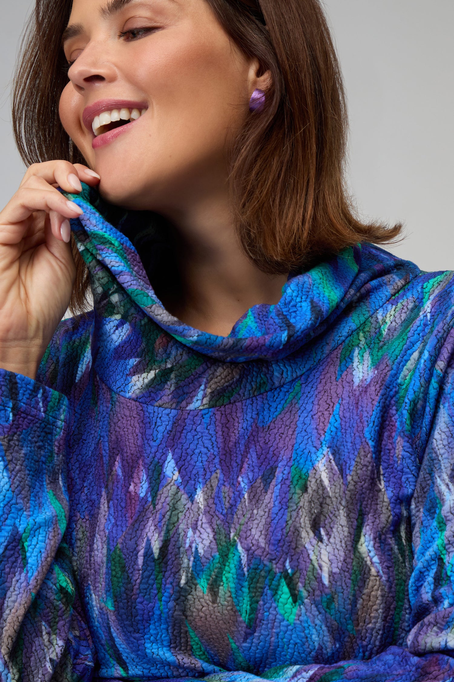 Abstract Feather Jersey Bubble Dress