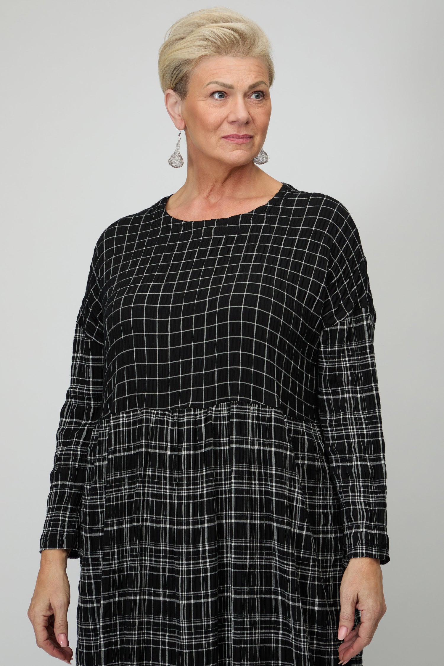 Crinkle Window Check Dress