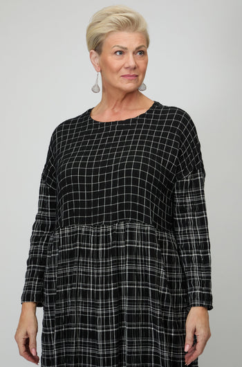 Crinkle Window Check Dress