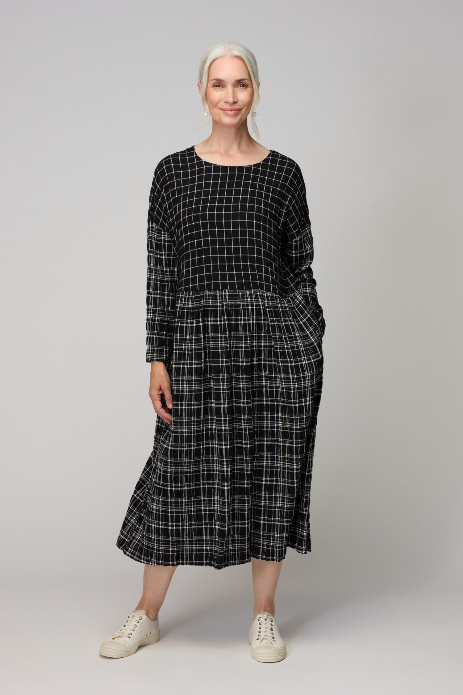 Crinkle Window Check Dress