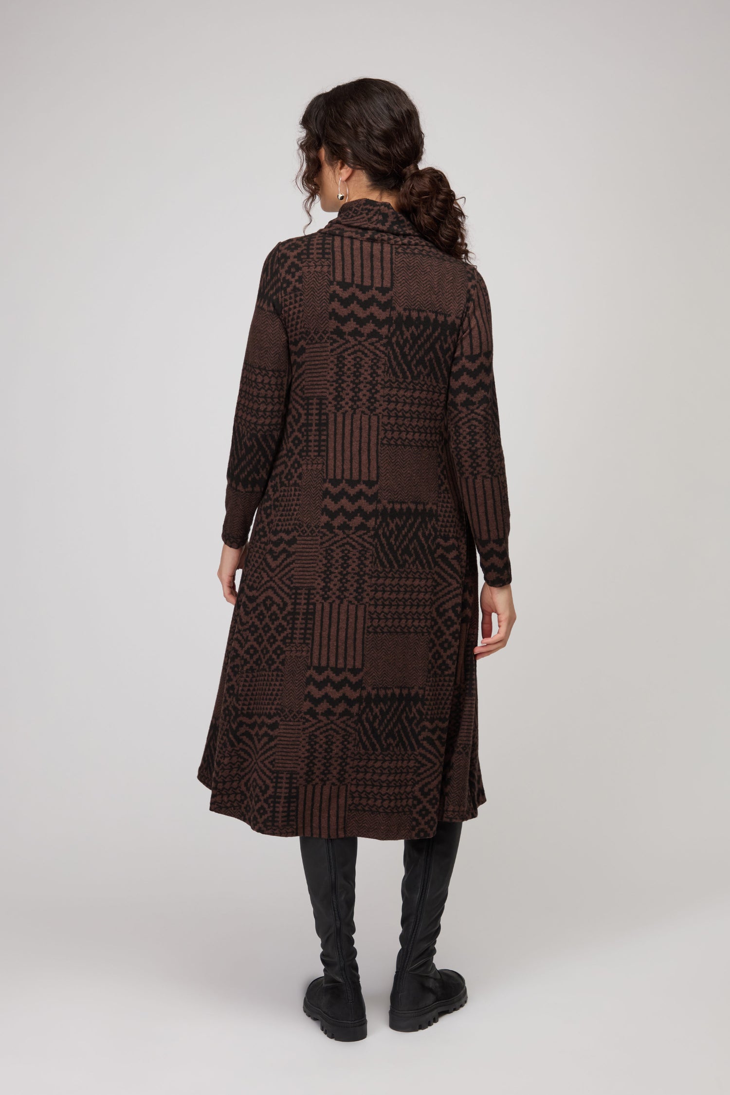 Textured Ikat Patchwork Jersey Dress