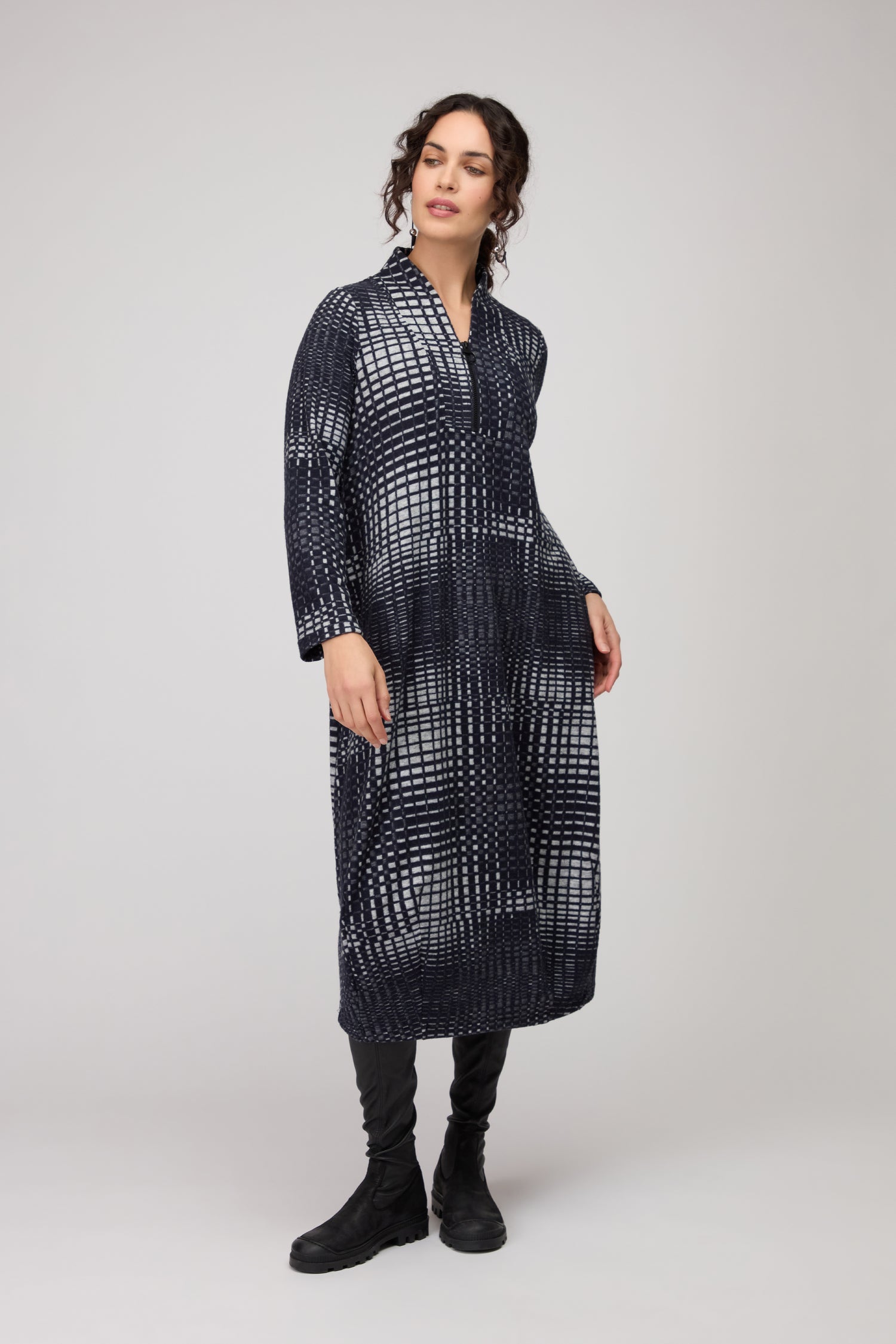 Illusion Check Jersey Bubble Dress